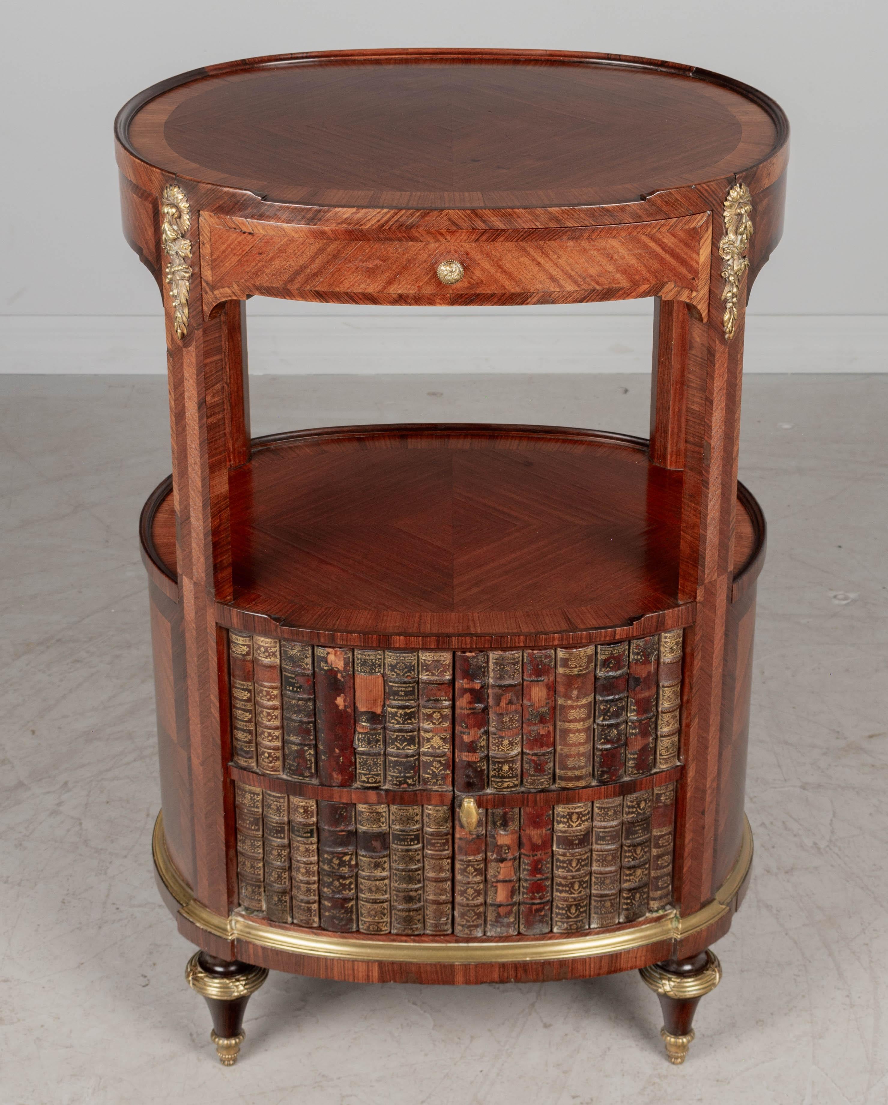 Early 20th c French Louis XVI Style Faux Book Side Table In Good Condition For Sale In Winter Park, FL