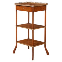 Early 20th C. French Louis XVI Style Walnut Étagère with Inlaid Top and Gallery