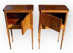 Early 20th c. French Beaded WoodTop Stand With Drawer & Faux Book Lined Cabinet