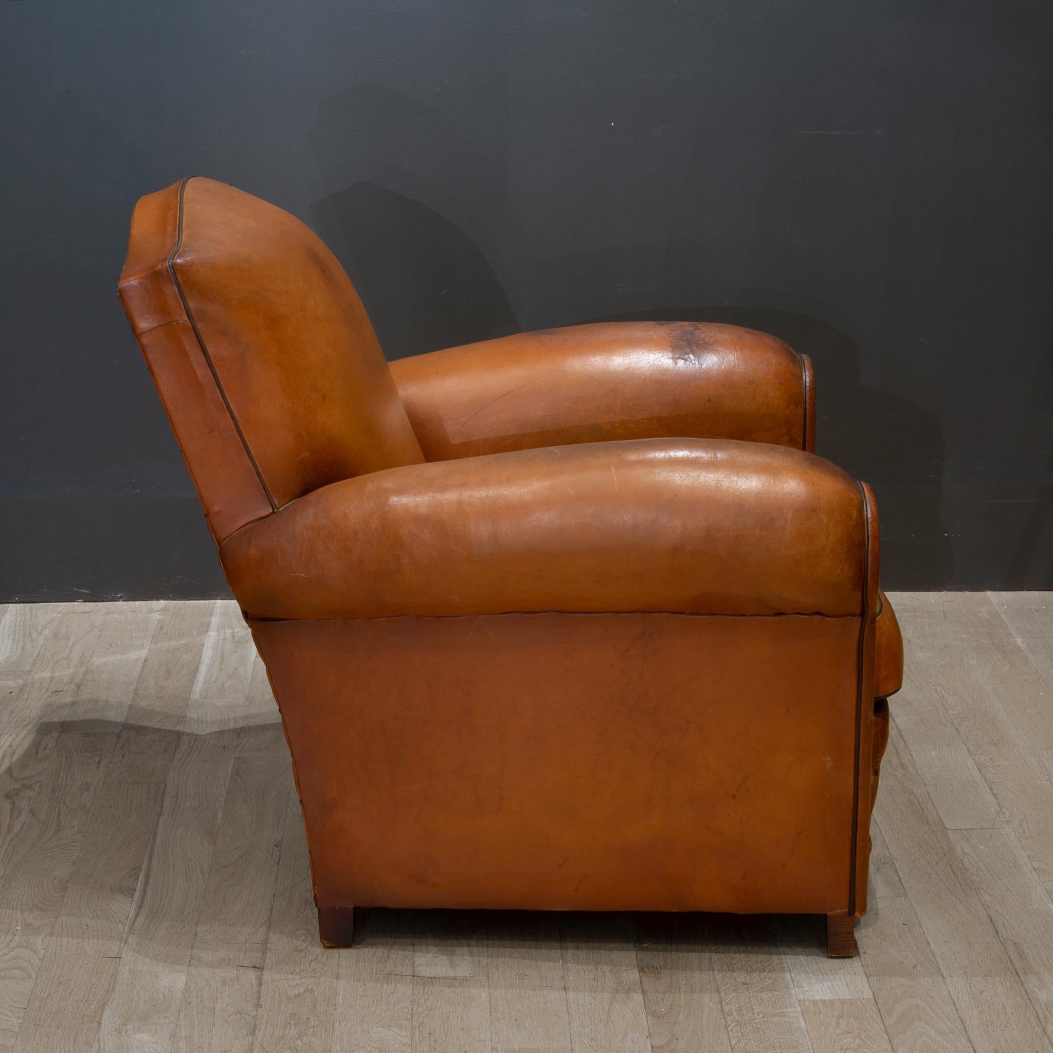 Sheepskin Early 20th Century French Mustache Club Chair, circa 1940