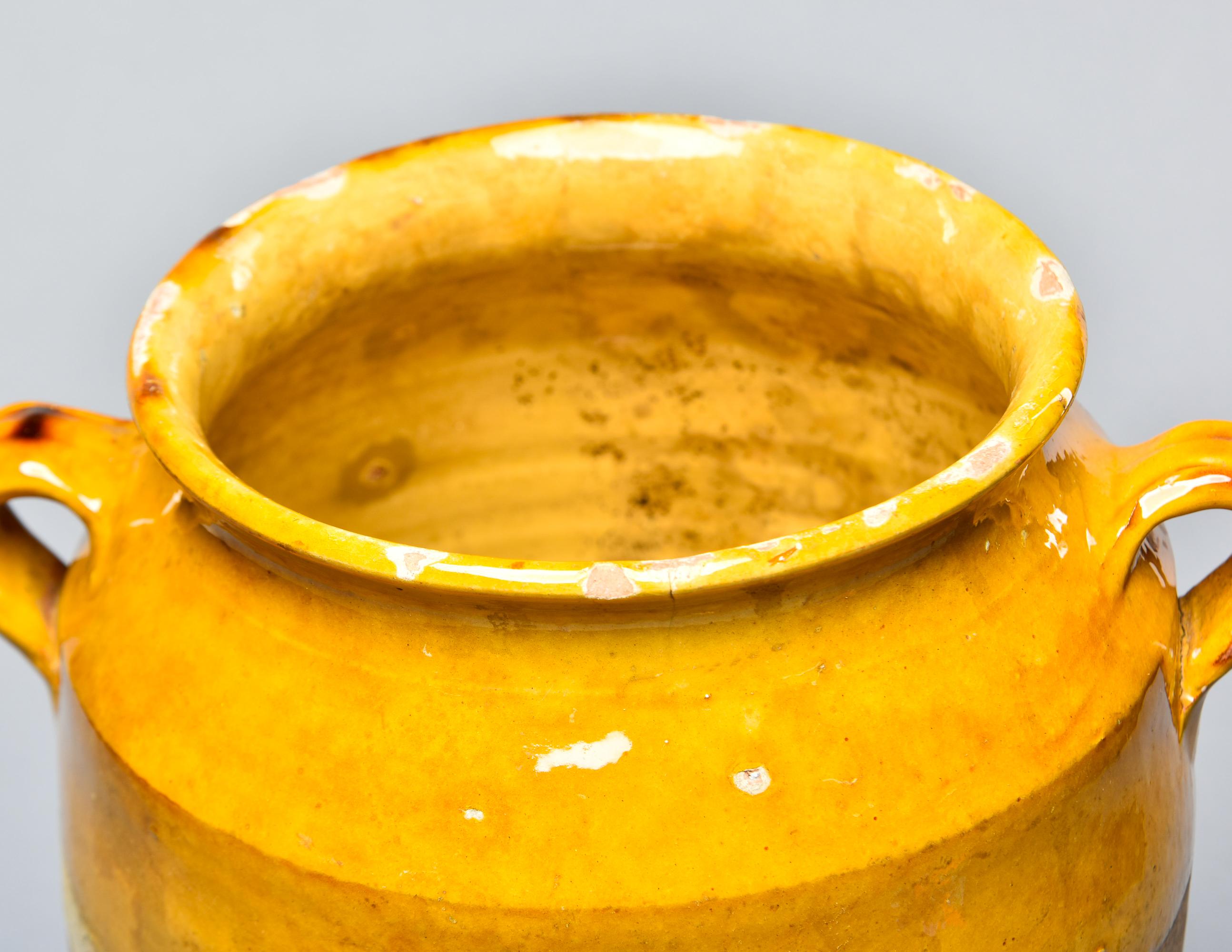 Early 20th Century French Mustard Colored Glazed Confit Jar 7