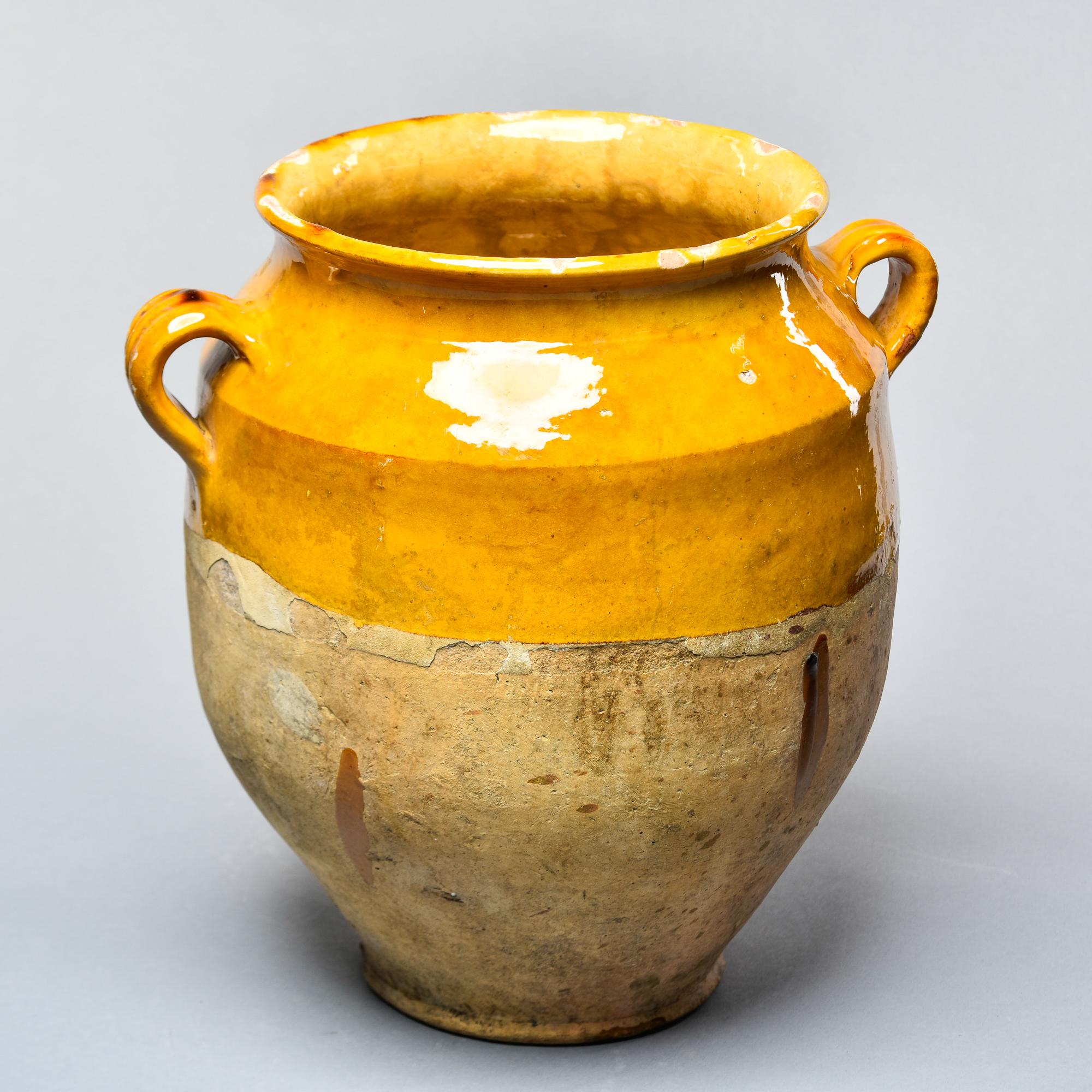 Ceramic Early 20th Century French Mustard Colored Glazed Confit Jar