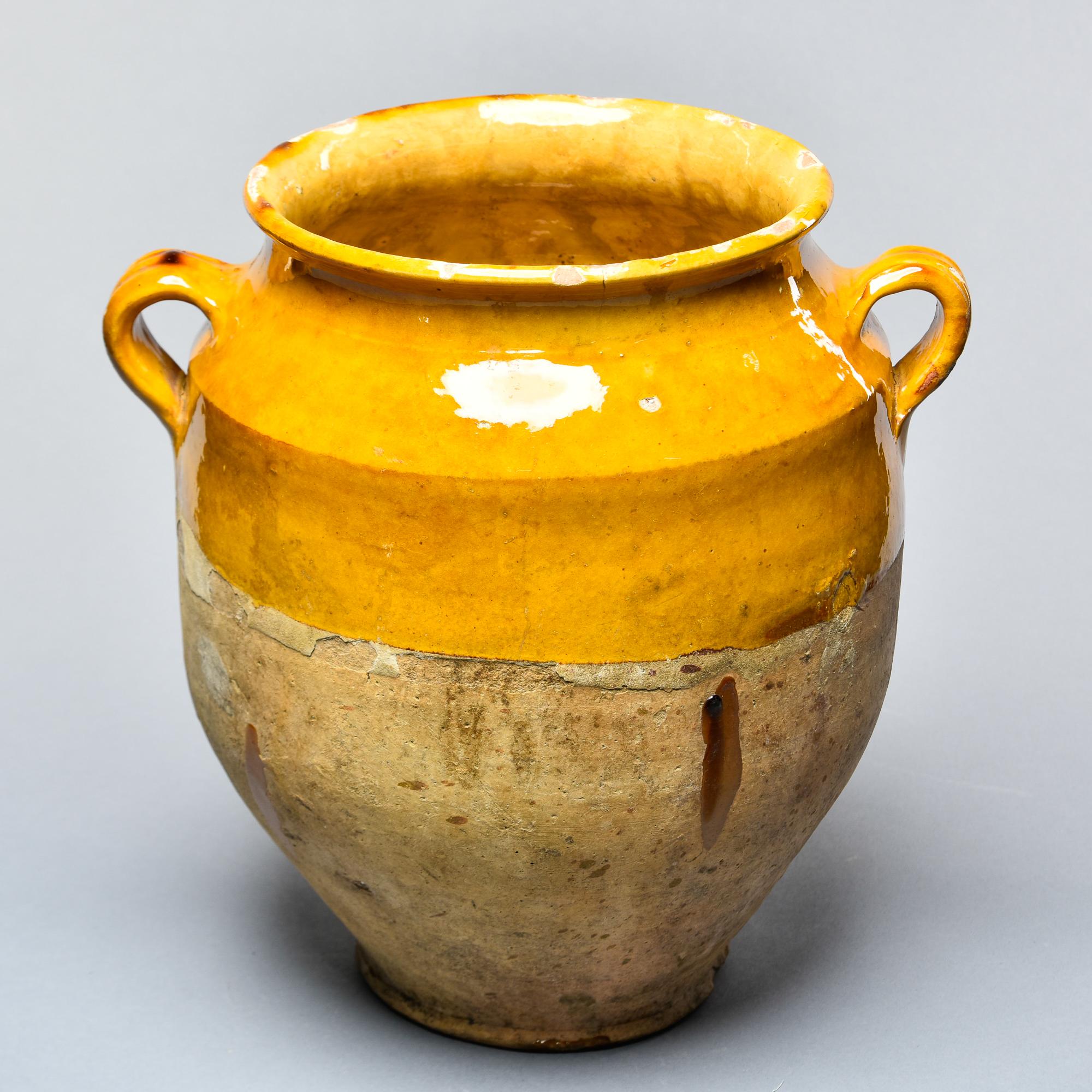 Early 20th Century French Mustard Colored Glazed Confit Jar 1