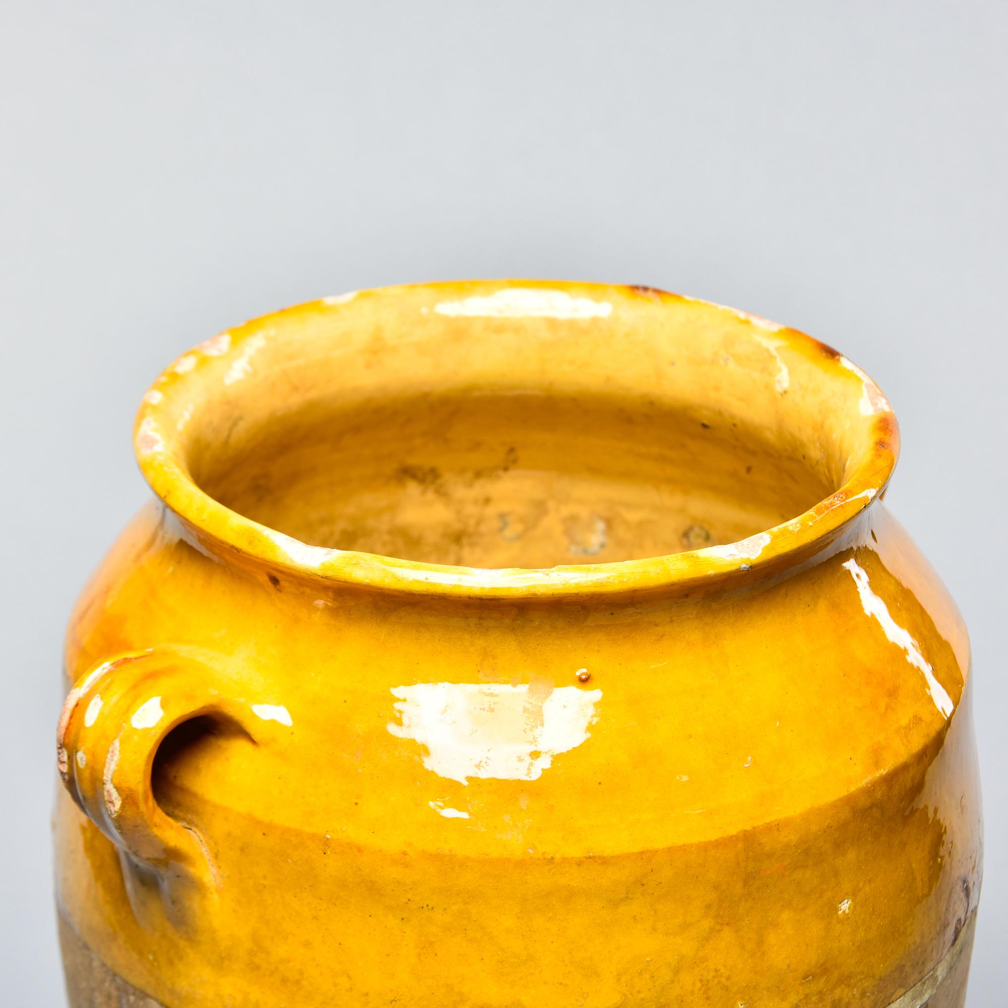 Early 20th Century French Mustard Colored Glazed Confit Jar 3