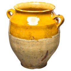 Early 20th Century French Mustard Colored Glazed Confit Jar