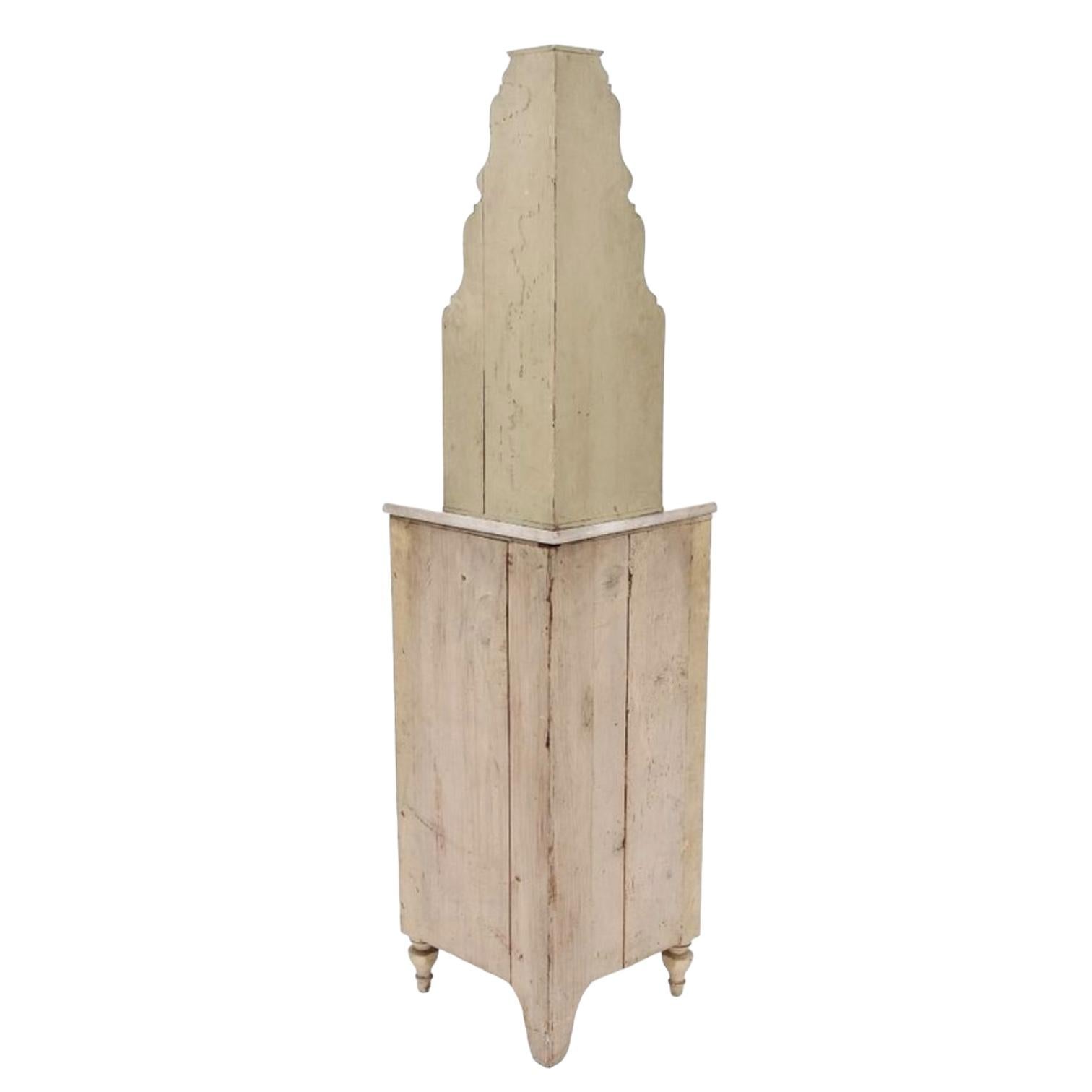 Early 20th-C. French Neo-Classical Style Painted Corner Cabinet With Marble Top For Sale 1