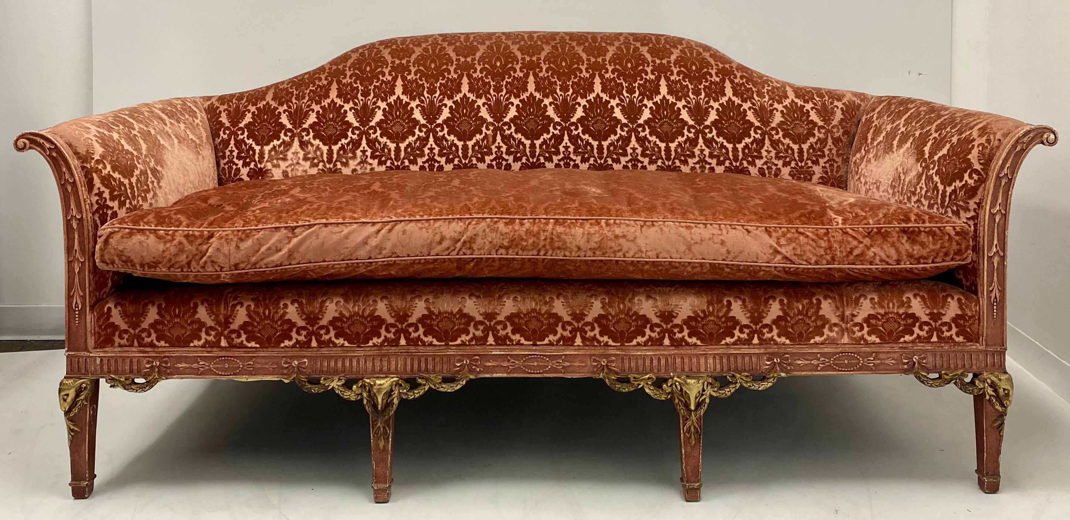 Early 20th Century French Neoclassical Style Pink Velvet Sofa / Canapé 2