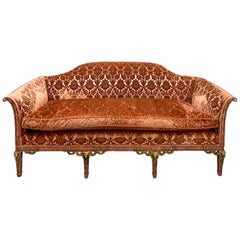 Early 20th Century French Neoclassical Style Pink Velvet Sofa / Canapé