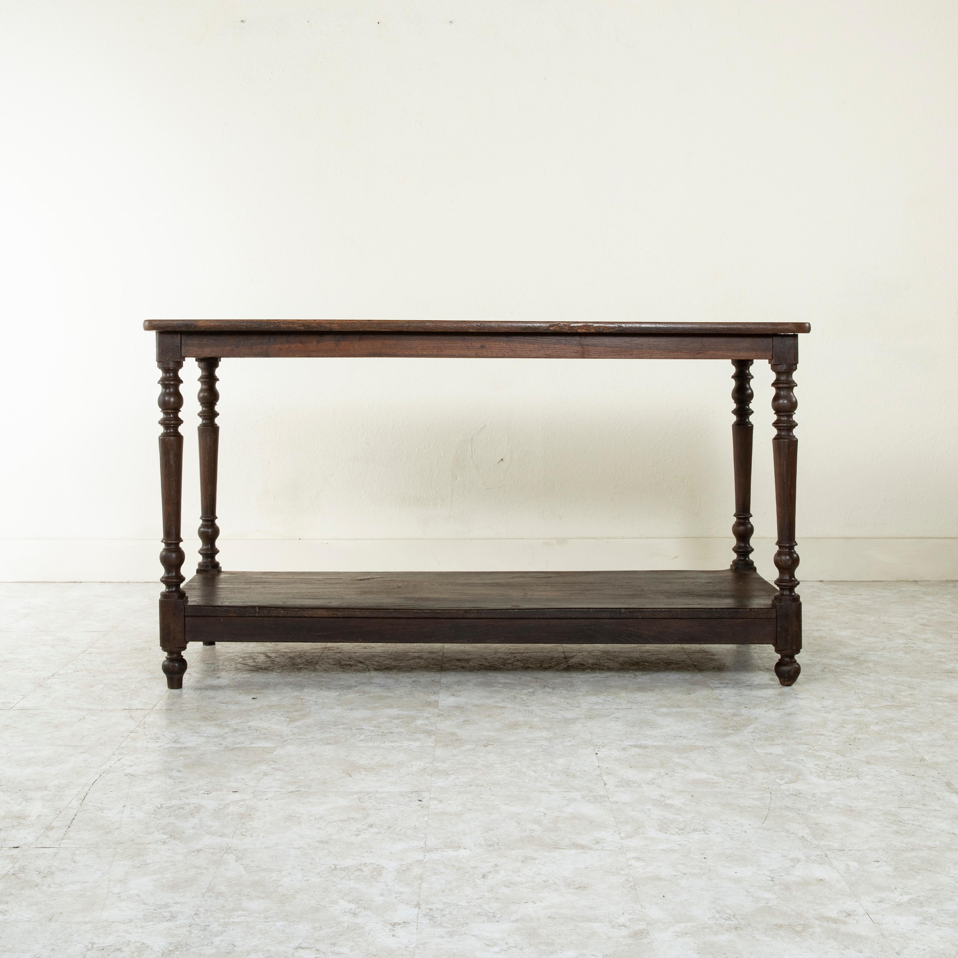 20th Century Early 20th C. French Oak Silk Trader's Table, Draper's Table, or Kitchen Island