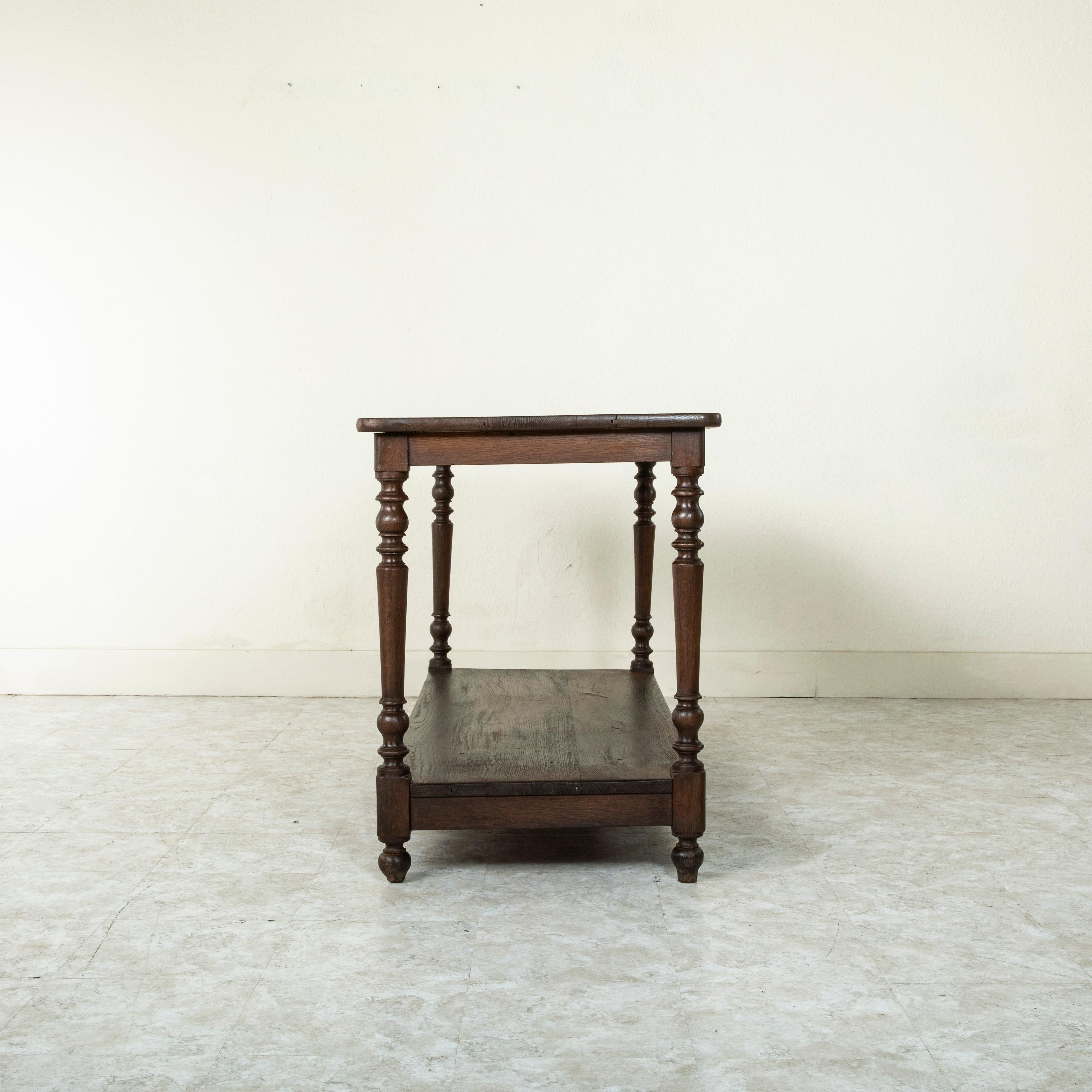 Early 20th C. French Oak Silk Trader's Table, Draper's Table, or Kitchen Island 1