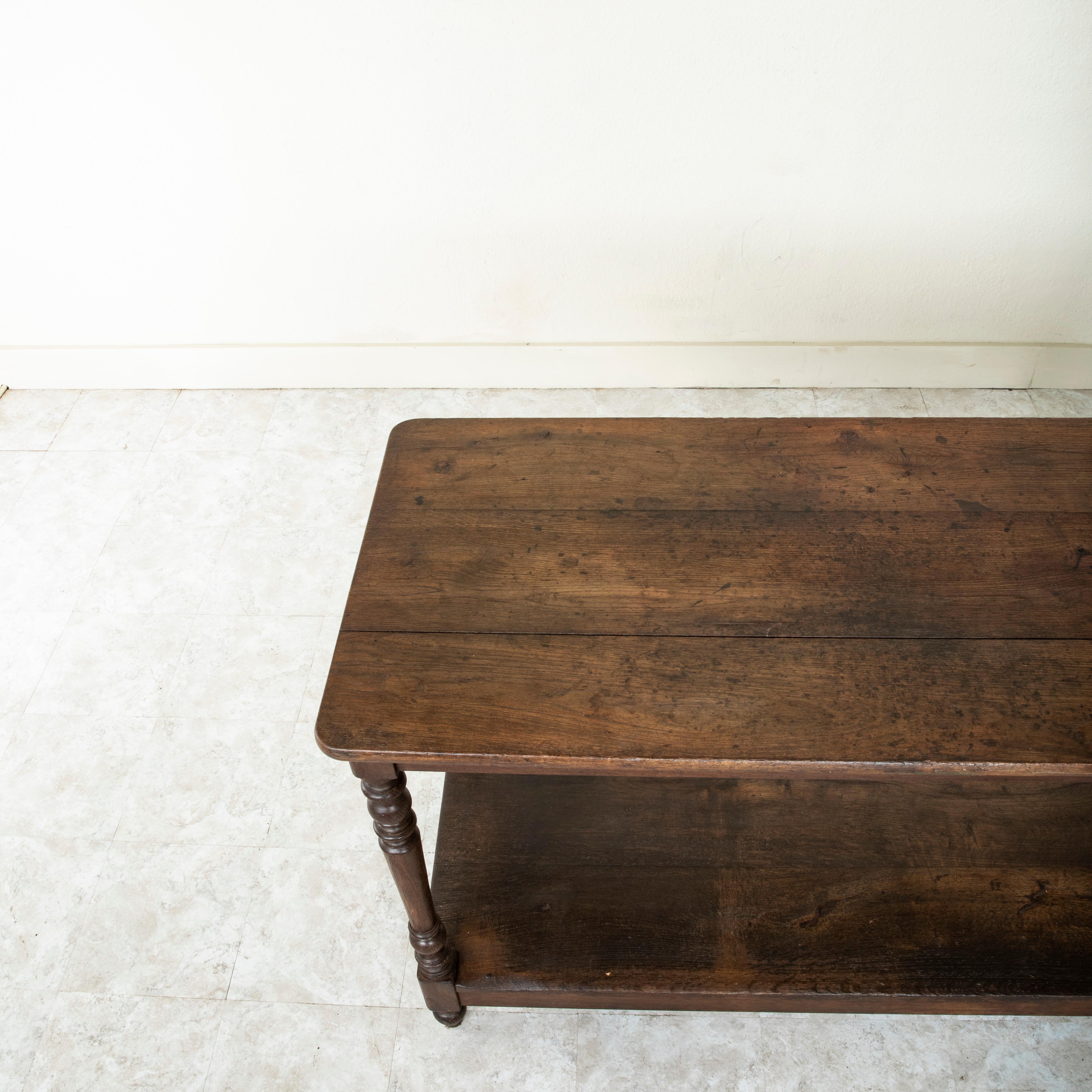 Early 20th C. French Oak Silk Trader's Table, Draper's Table, or Kitchen Island 2