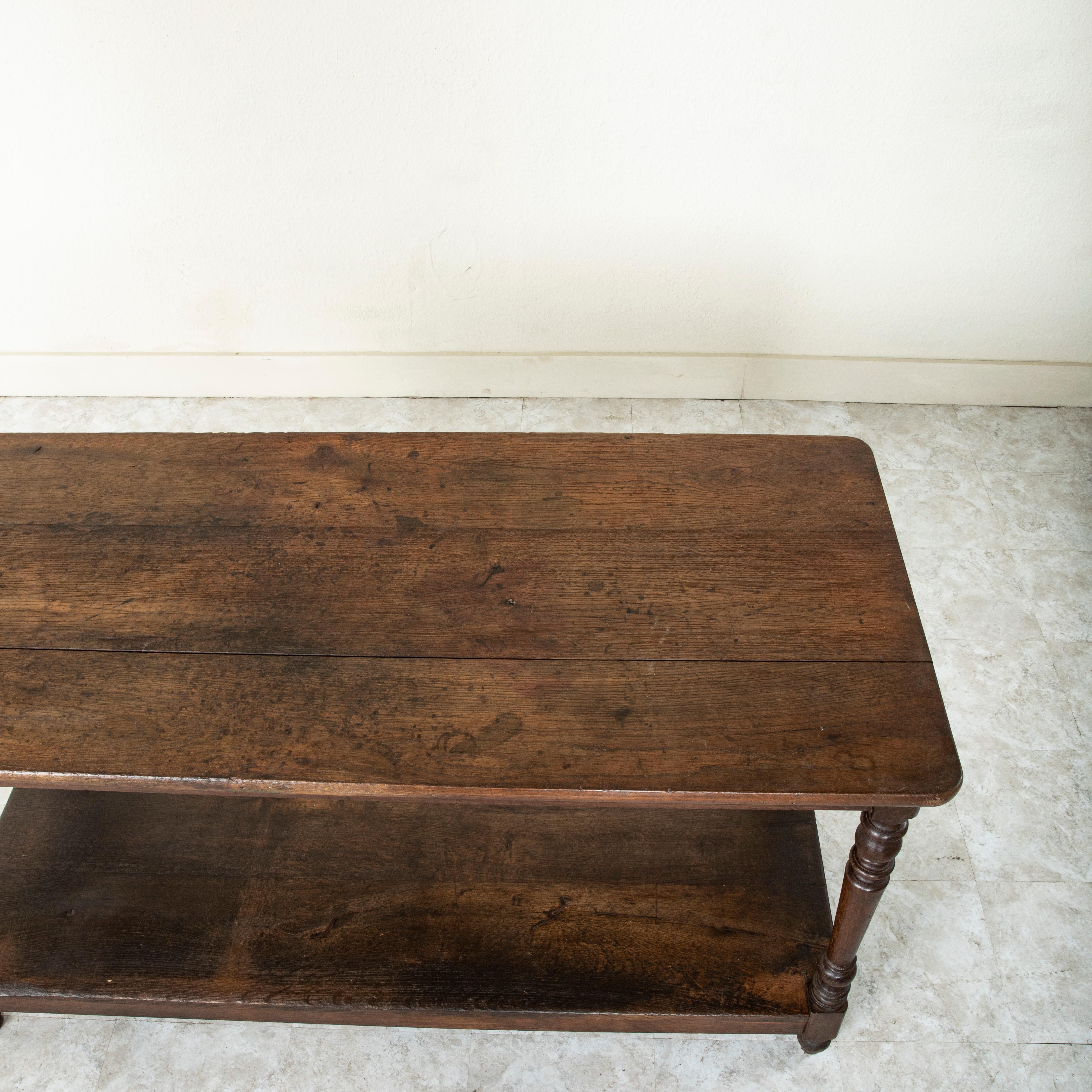 Early 20th C. French Oak Silk Trader's Table, Draper's Table, or Kitchen Island 3