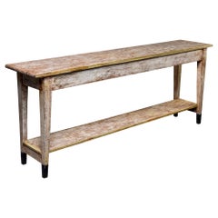 Early 20th C French Painted Pine Server with Lower Shelf