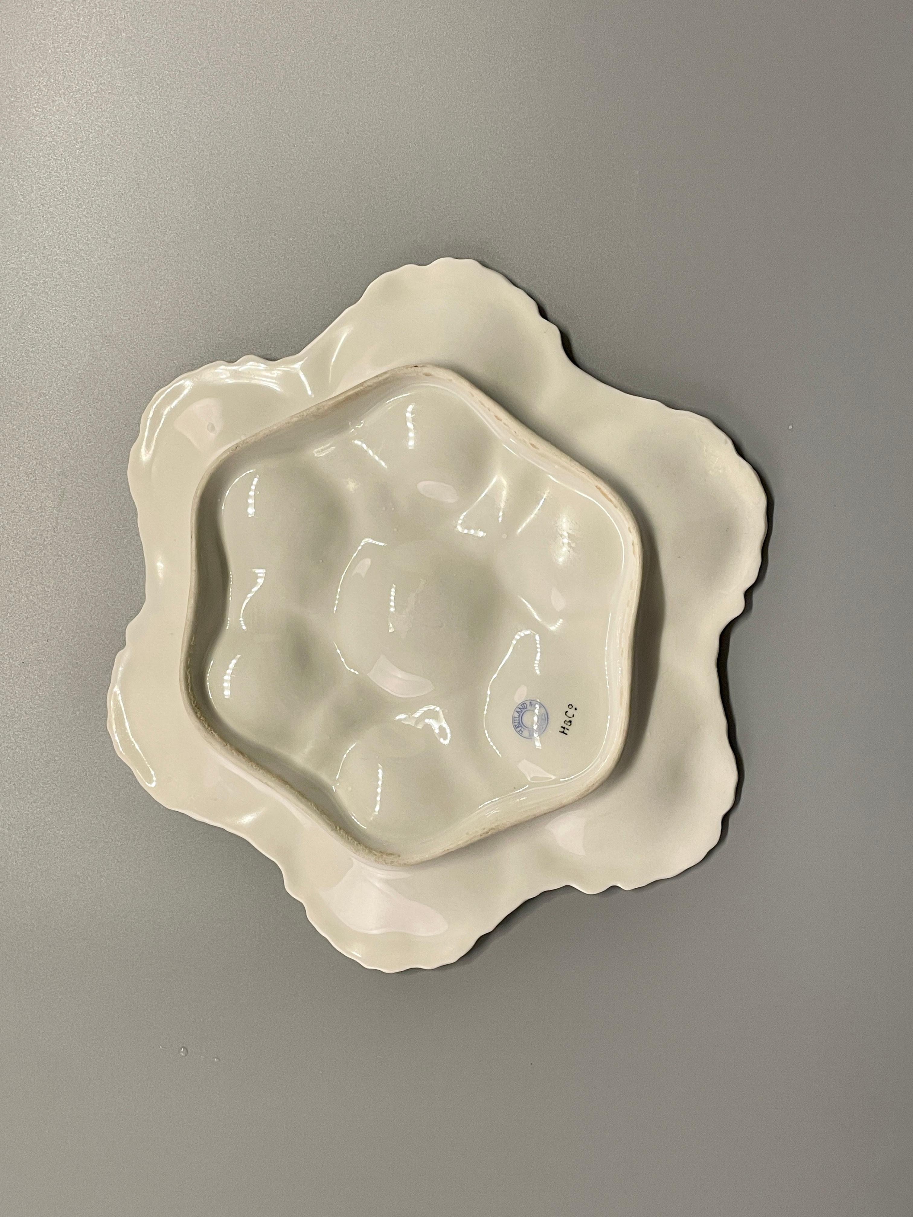 Assiettes à huîtres en porcelaine française du début du 20e siècle, Limoges, lot de 4 en vente 2