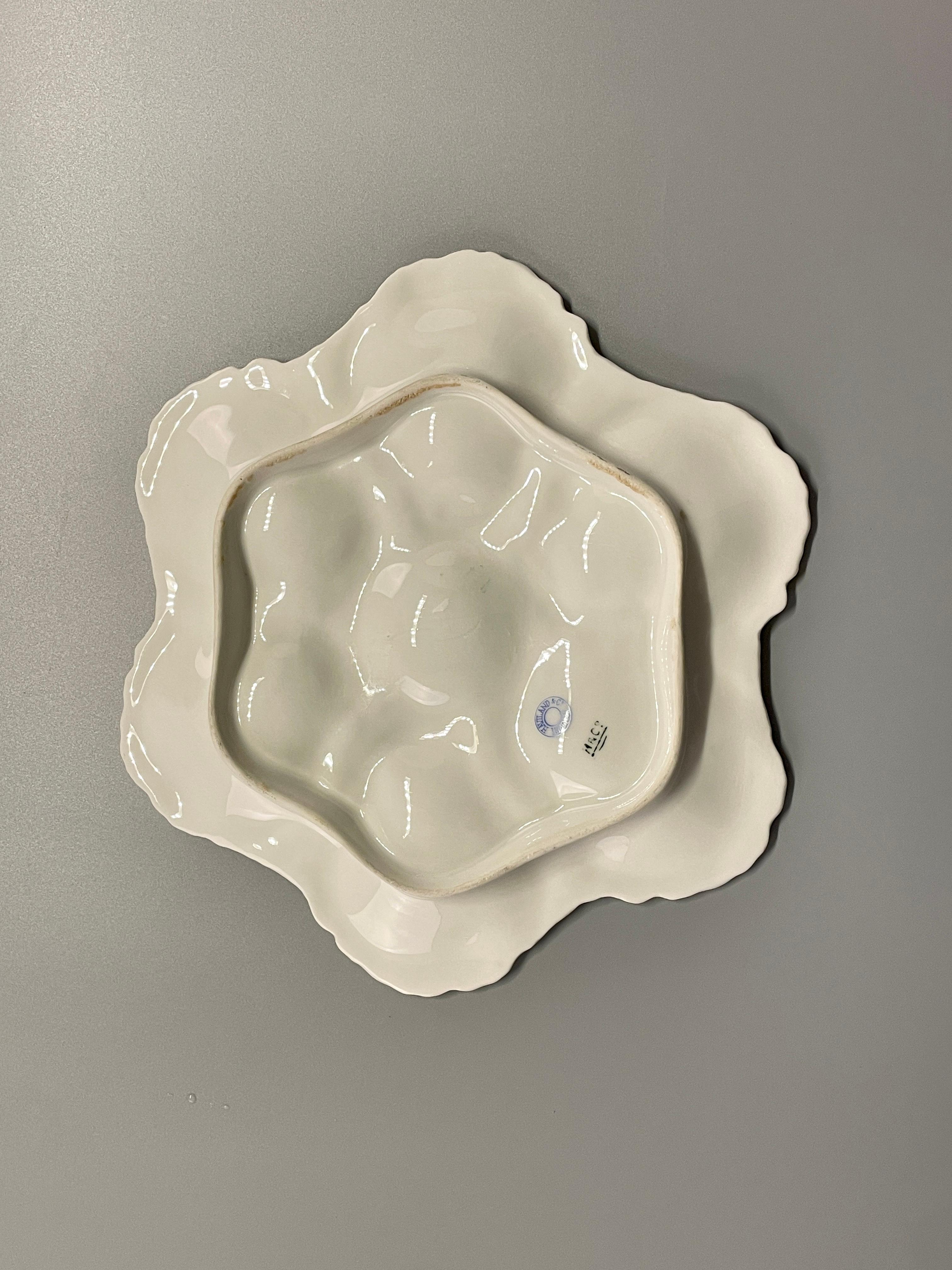 European Early 20th c French Porcelain Oyster Plates, Limoges, set of 4 For Sale