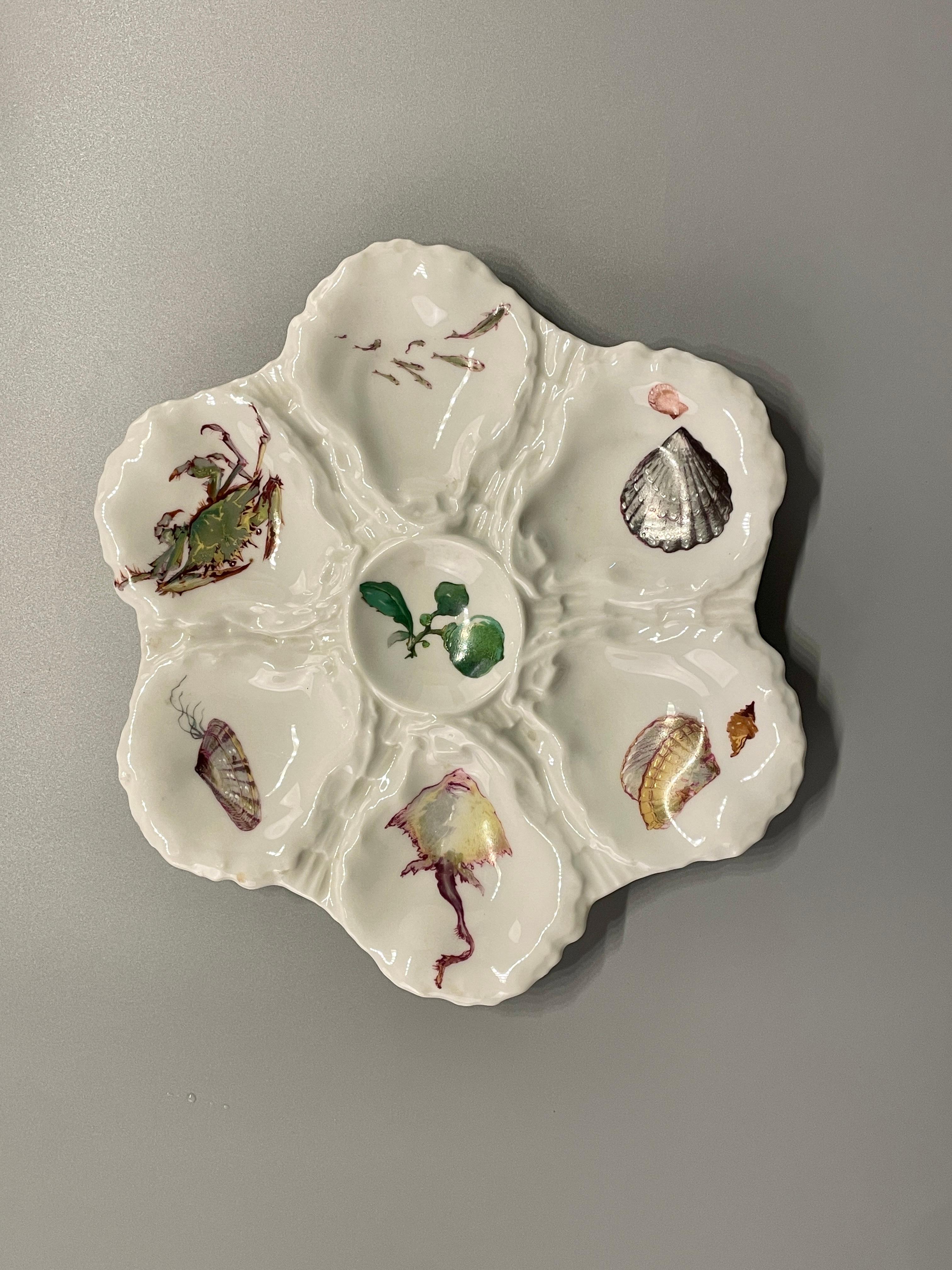 Austernteller aus französischem Porzellan des frühen 20. Jahrhunderts, Limoges, 4er-Set (Keramik) im Angebot