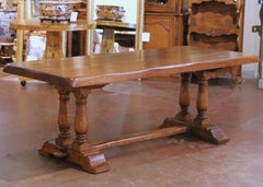 Early 20th C. French Provincial Oak Farmhouse Table on Turned Baluster Supports