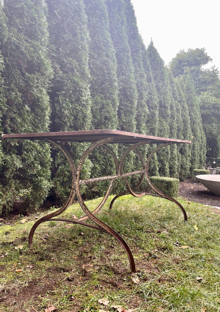 Early 20th C French Rectangular Wrought Iron Dining Table For Sale at