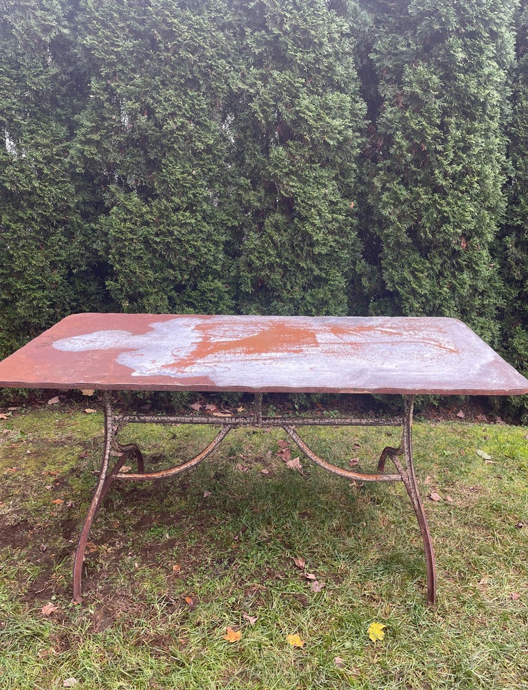 Early 20th C French Rectangular Wrought Iron Dining Table For Sale at