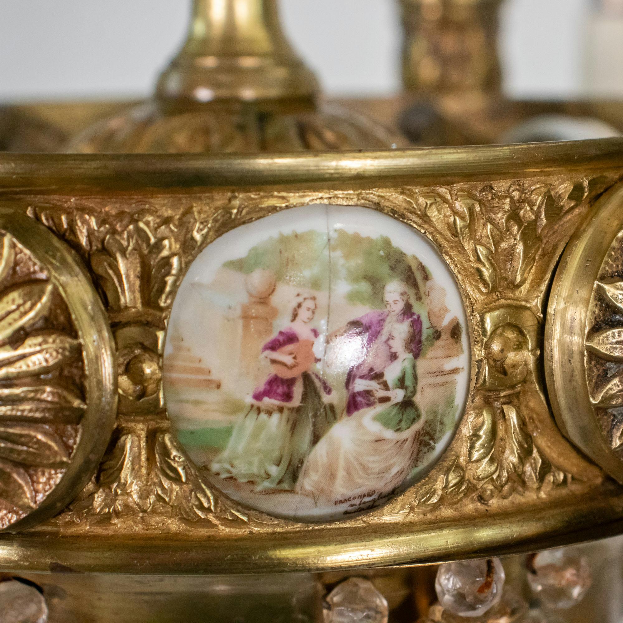 A.I.C. Revive Rococo français 6 bras de lumière en bronze doré et cristal. en vente 7