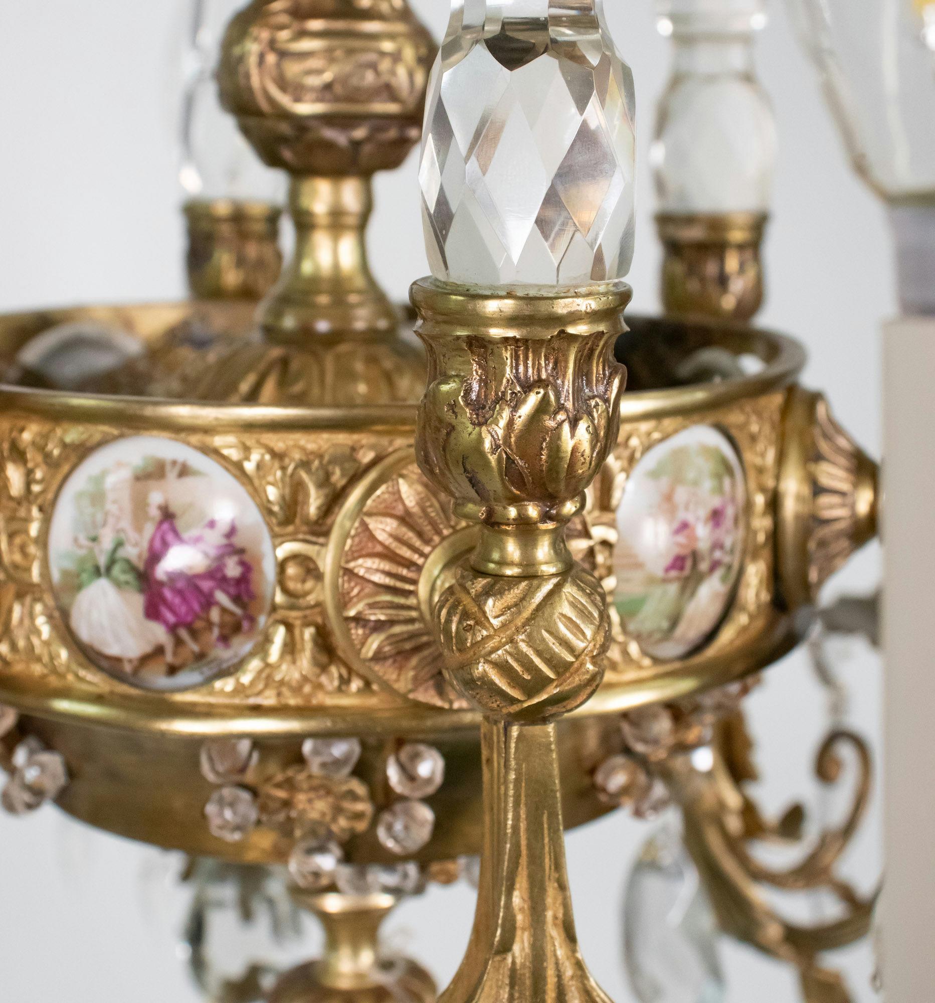 A.I.C. Revive Rococo français 6 bras de lumière en bronze doré et cristal. en vente 10