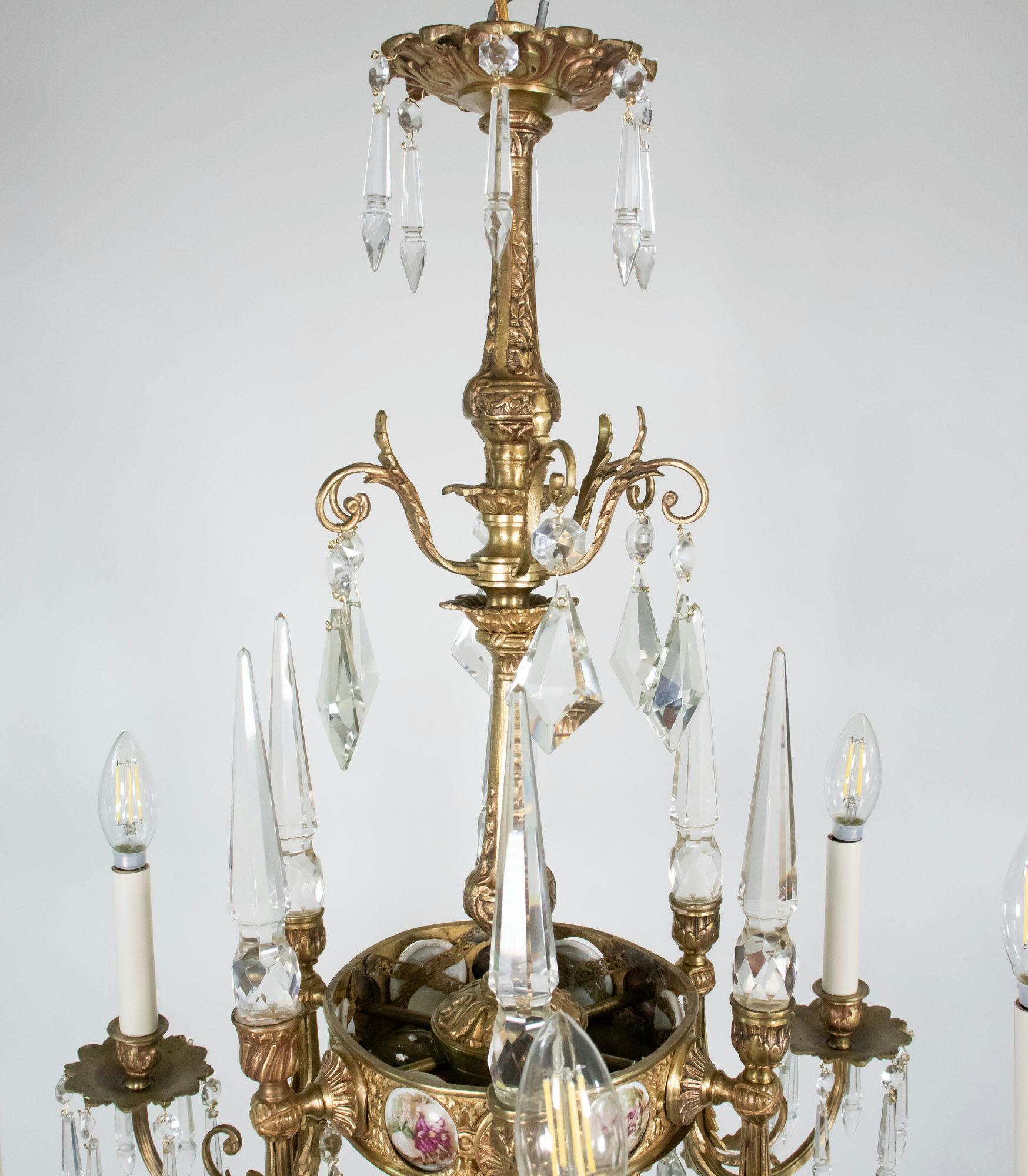 A.I.C. Revive Rococo français 6 bras de lumière en bronze doré et cristal. en vente 11