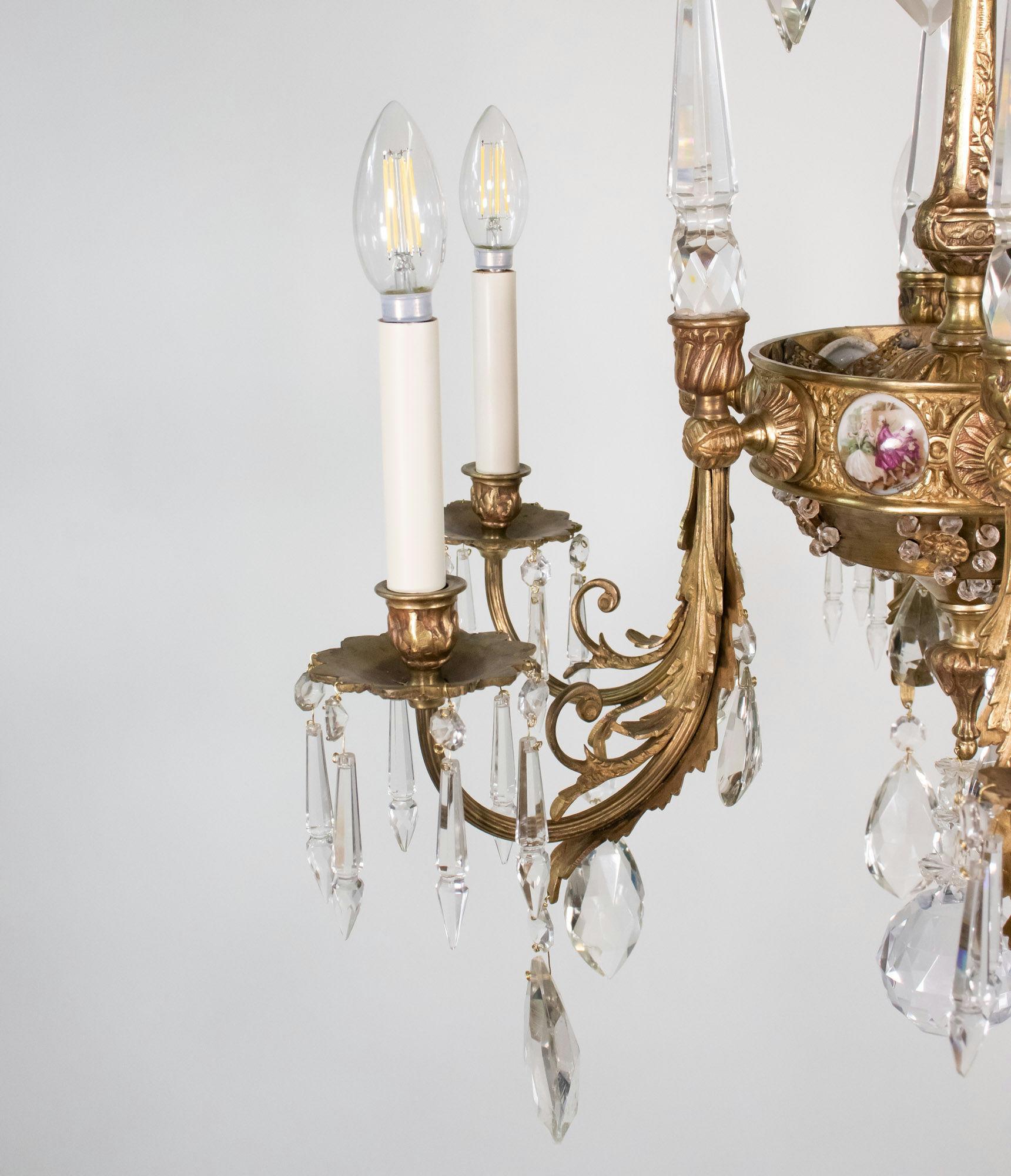 A.I.C. Revive Rococo français 6 bras de lumière en bronze doré et cristal. en vente 13