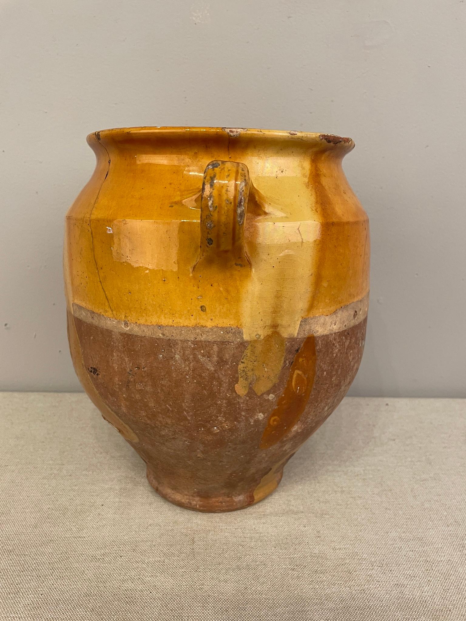 French Provincial Early 20th C. French Terracotta Vase or Confit Pot For Sale