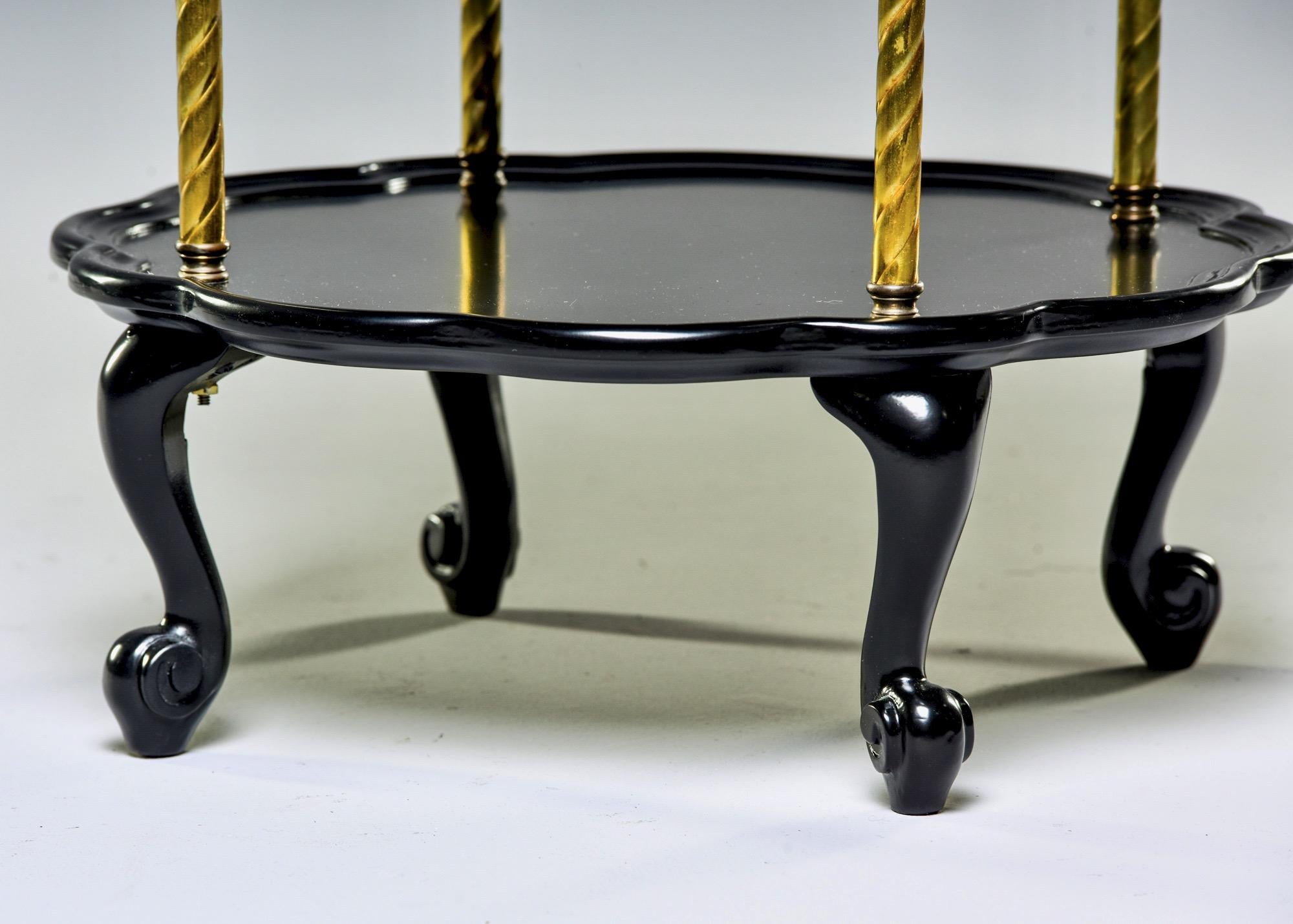 Early 20th Century French Three-Tier Ebonized Side Table with Brass Supports 6
