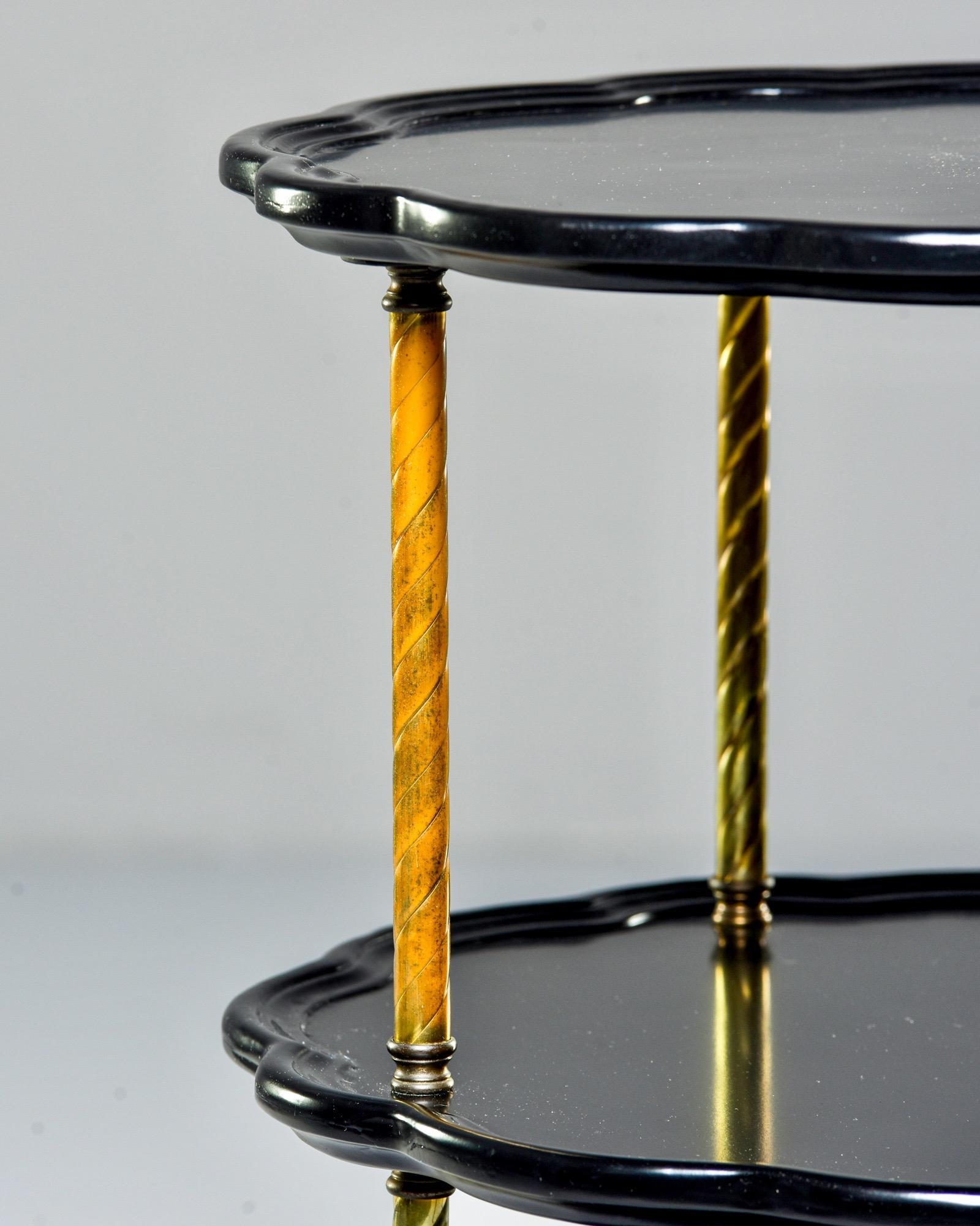 Early 20th Century French Three-Tier Ebonized Side Table with Brass Supports 8