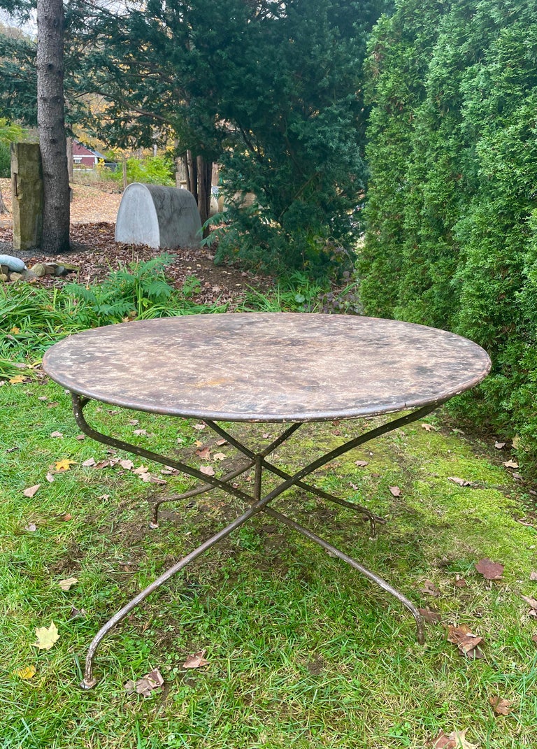 Early 20th C French Wrought Iron Folding Bistro Table For Sale at 1stDibs