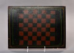 Early 20th C Game Board with Orig Painted Black and Red Squares