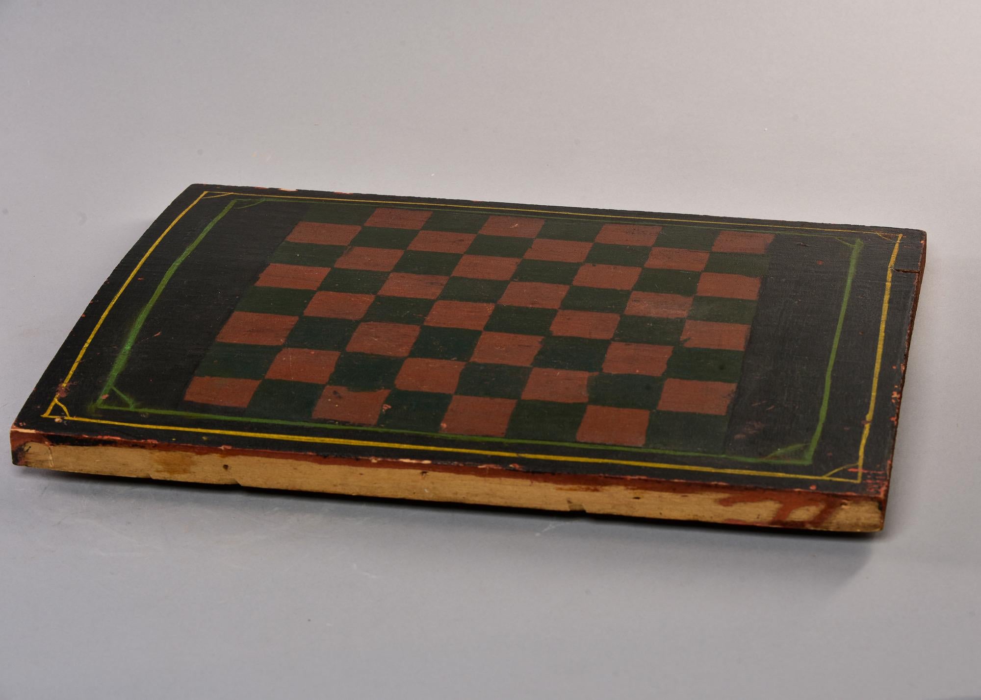 Early 20th C Game Board with Orig Painted Black and Red Squares For Sale 1