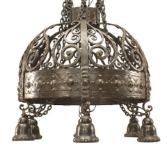 German Wrought Iron and Chain Dome Chandelier