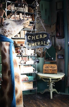Gilt Verre Églomisé, Cheap Funerals Trade Shop Sign Oliver Twist