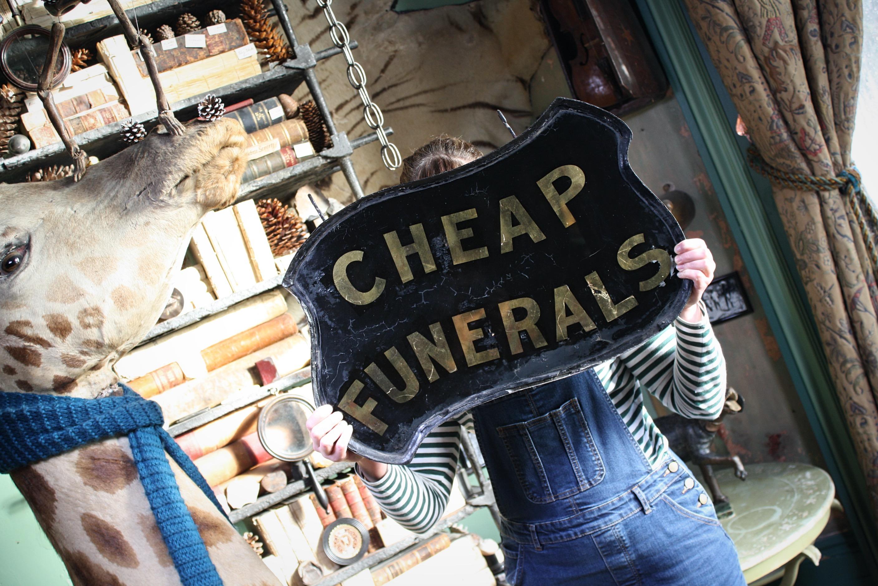 Gilt Verre Églomisé, Cheap Funerals Trade Shop Sign Oliver Twist For Sale 13