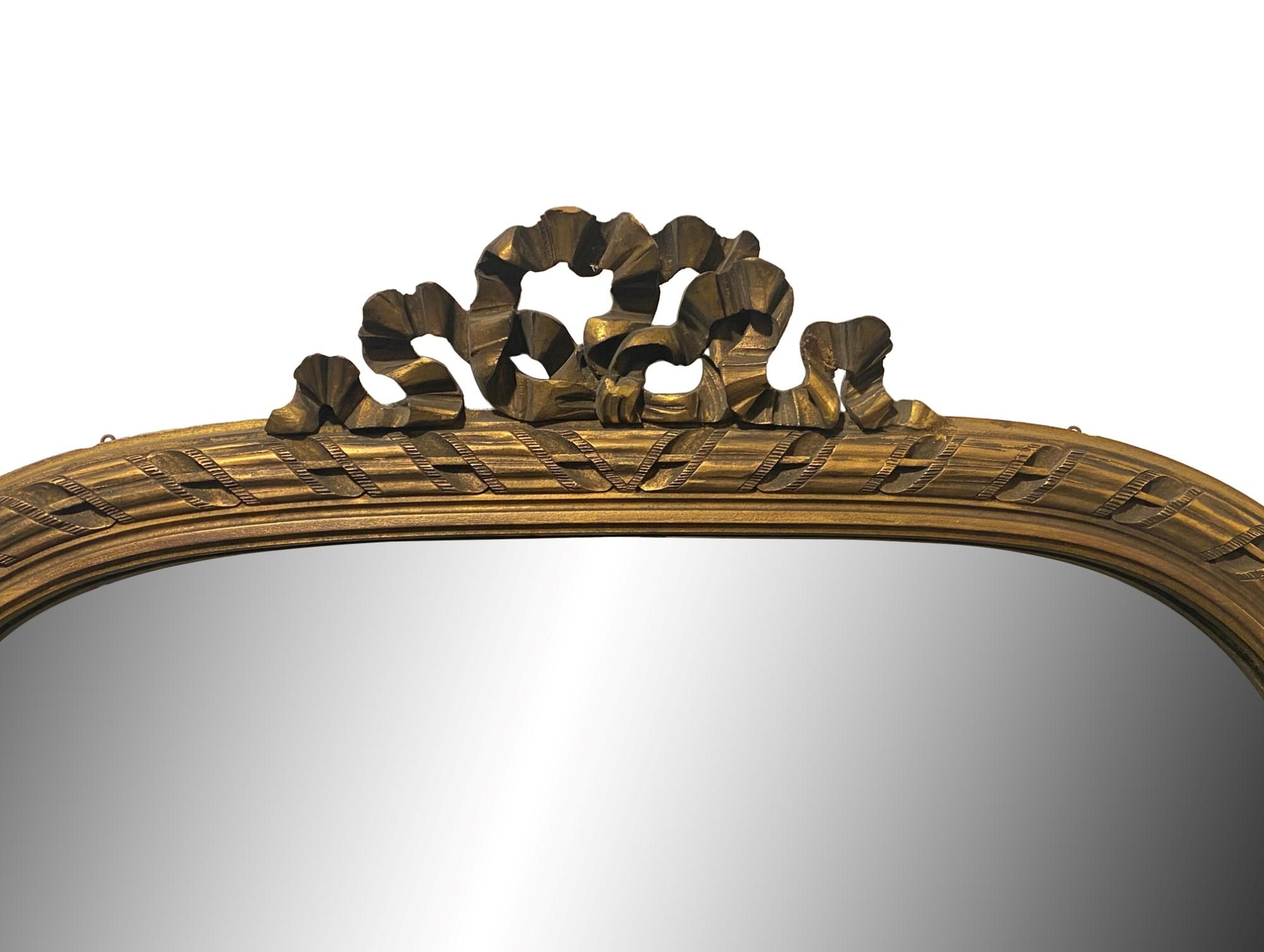 Early 20th C. Gilted Wood Mirror Louis XVI Style from France, Over Mantel In Good Condition In New York, NY