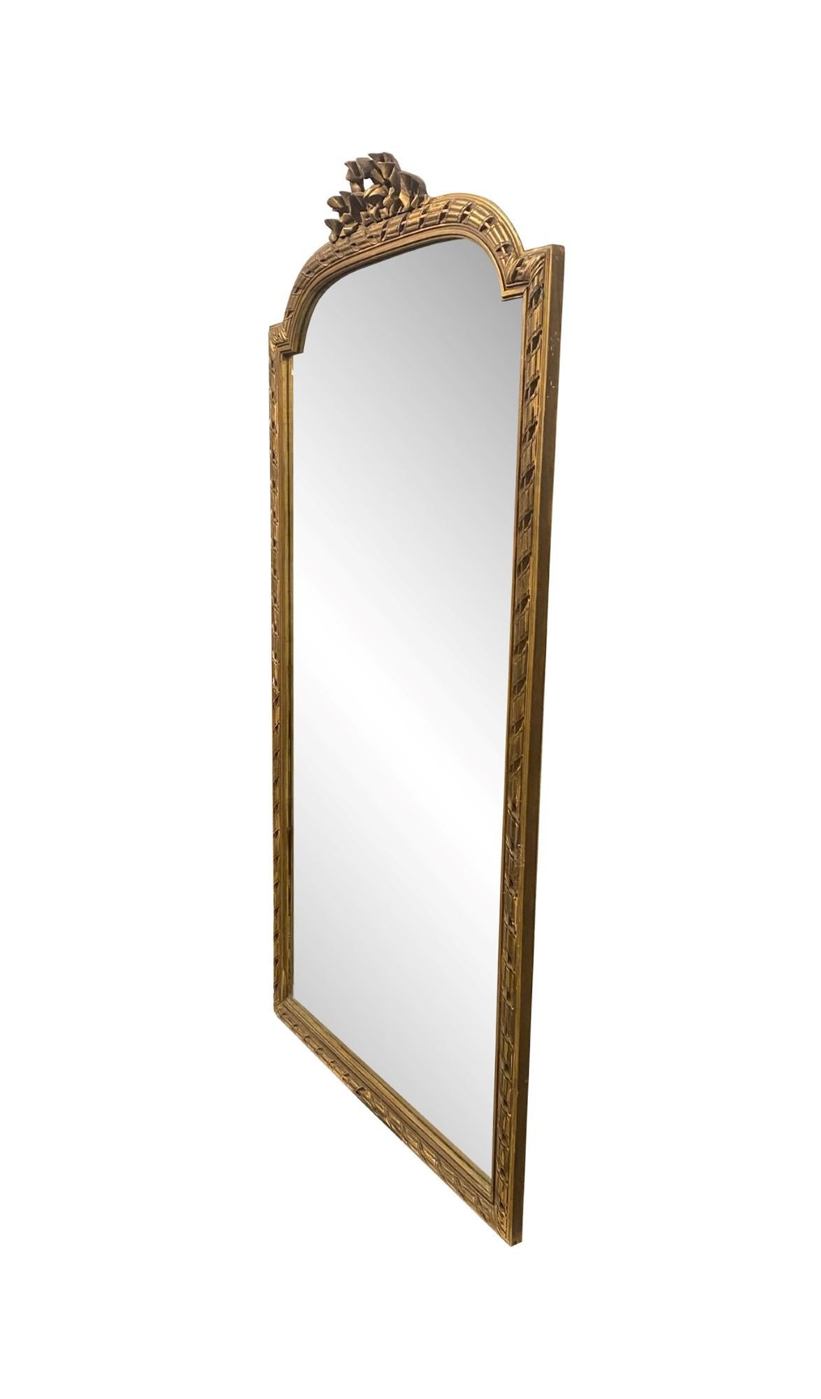 Early 20th C. Gilted Wood Mirror Louis XVI Style from France, Over Mantel 2