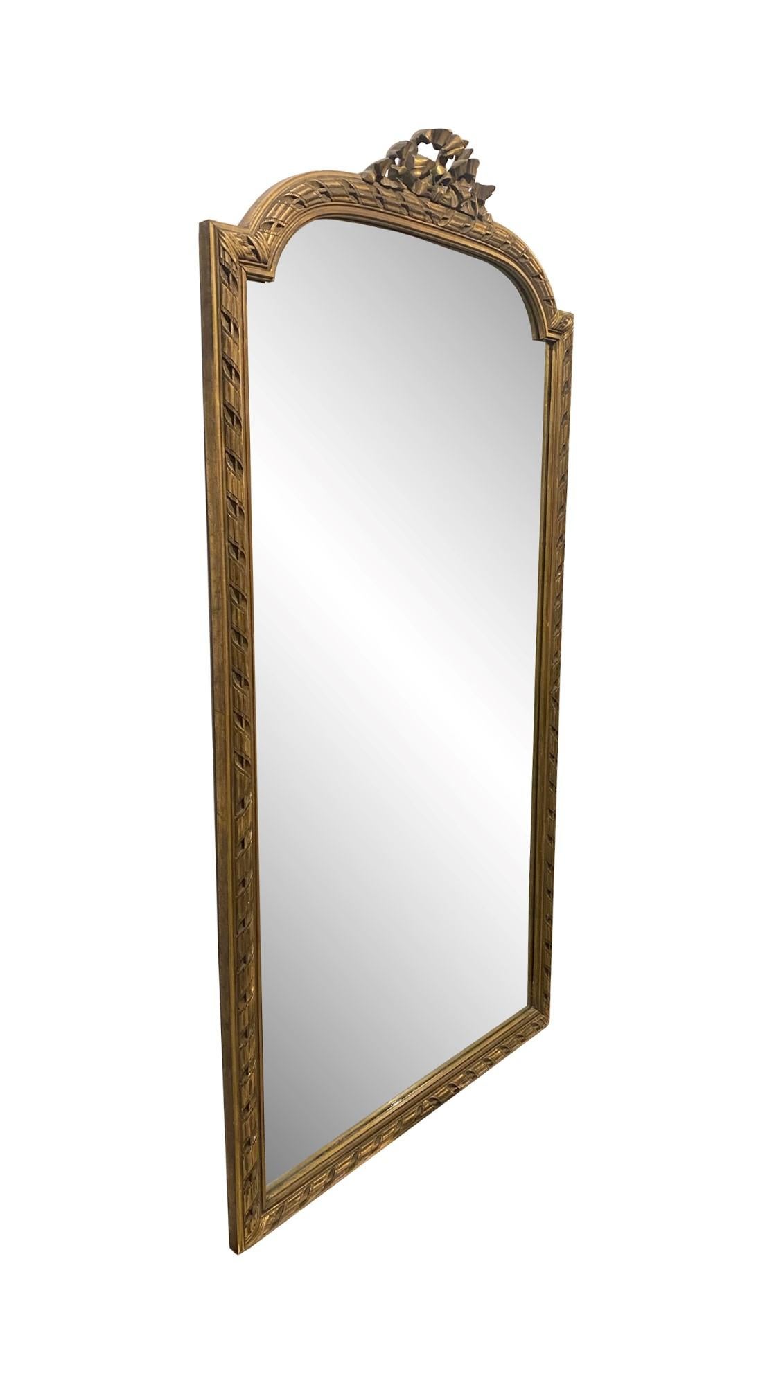 Early 20th C. Gilted Wood Mirror Louis XVI Style from France, Over Mantel 3