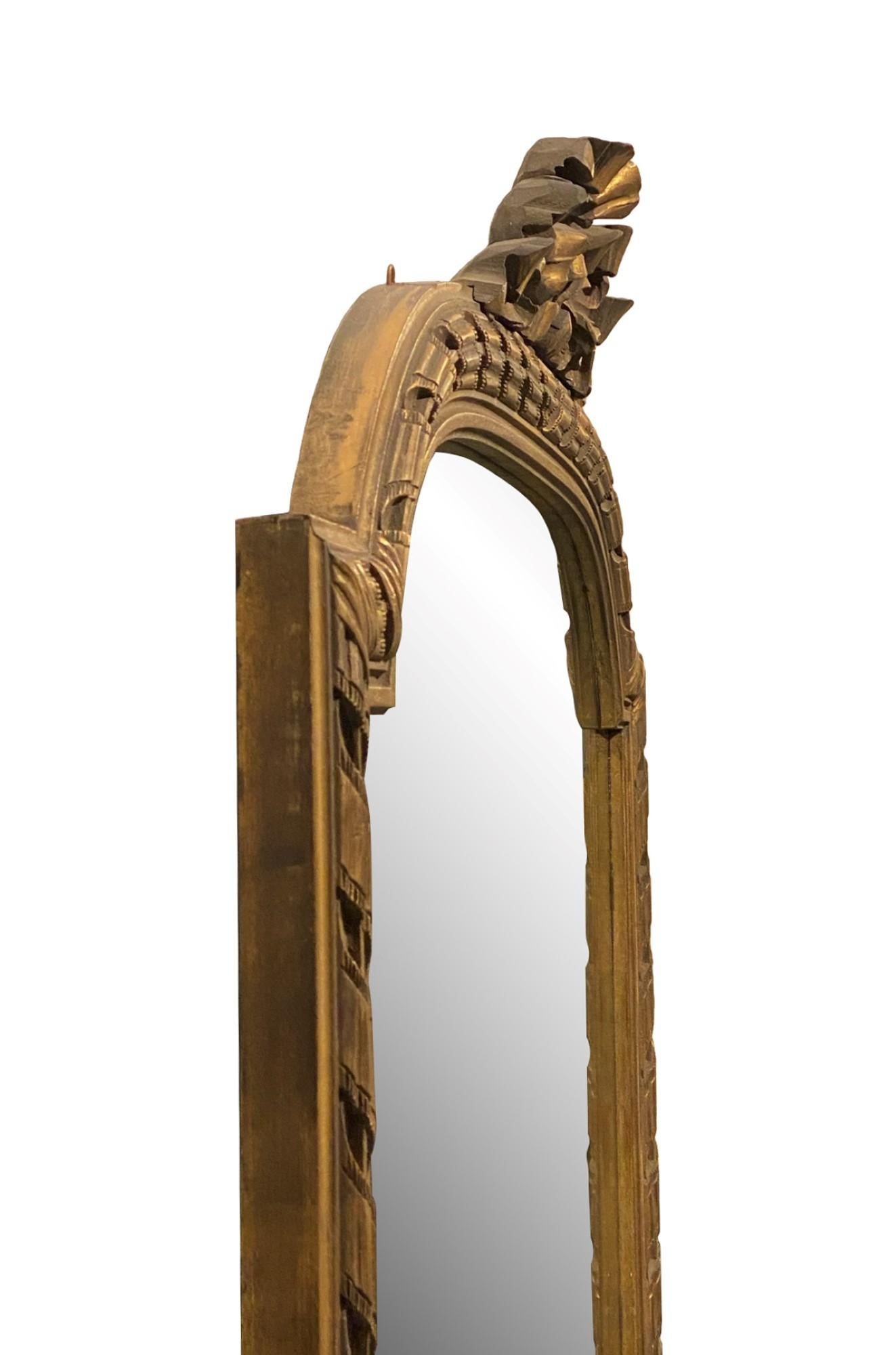 Early 20th C. Gilted Wood Mirror Louis XVI Style from France, Over Mantel 4