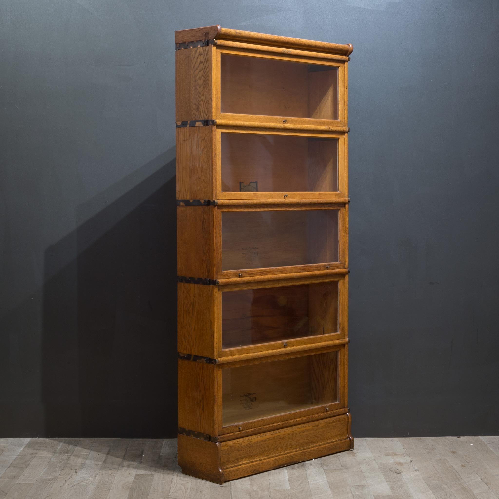 Late Victorian Early 20th C. Globe-Wernicke 5 Stack Lawyer's Bookcase c.1890 For Sale
