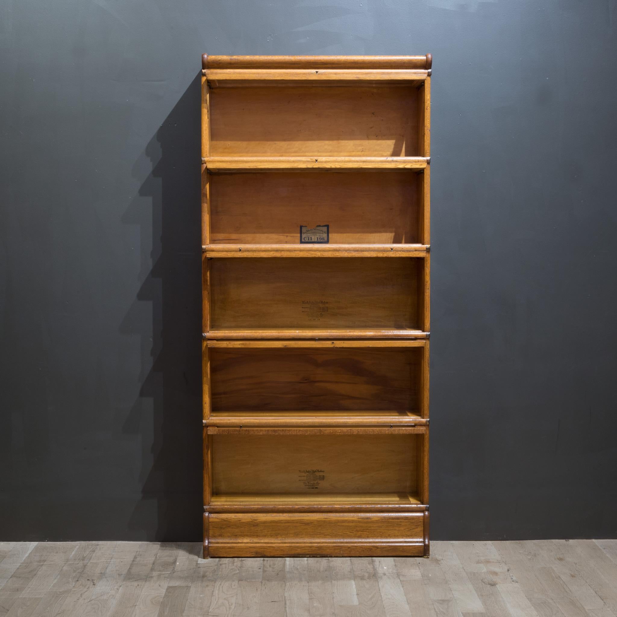 Early 20th C. Globe-Wernicke 5 Stack Lawyer's Bookcase c.1890 In Good Condition For Sale In San Francisco, CA