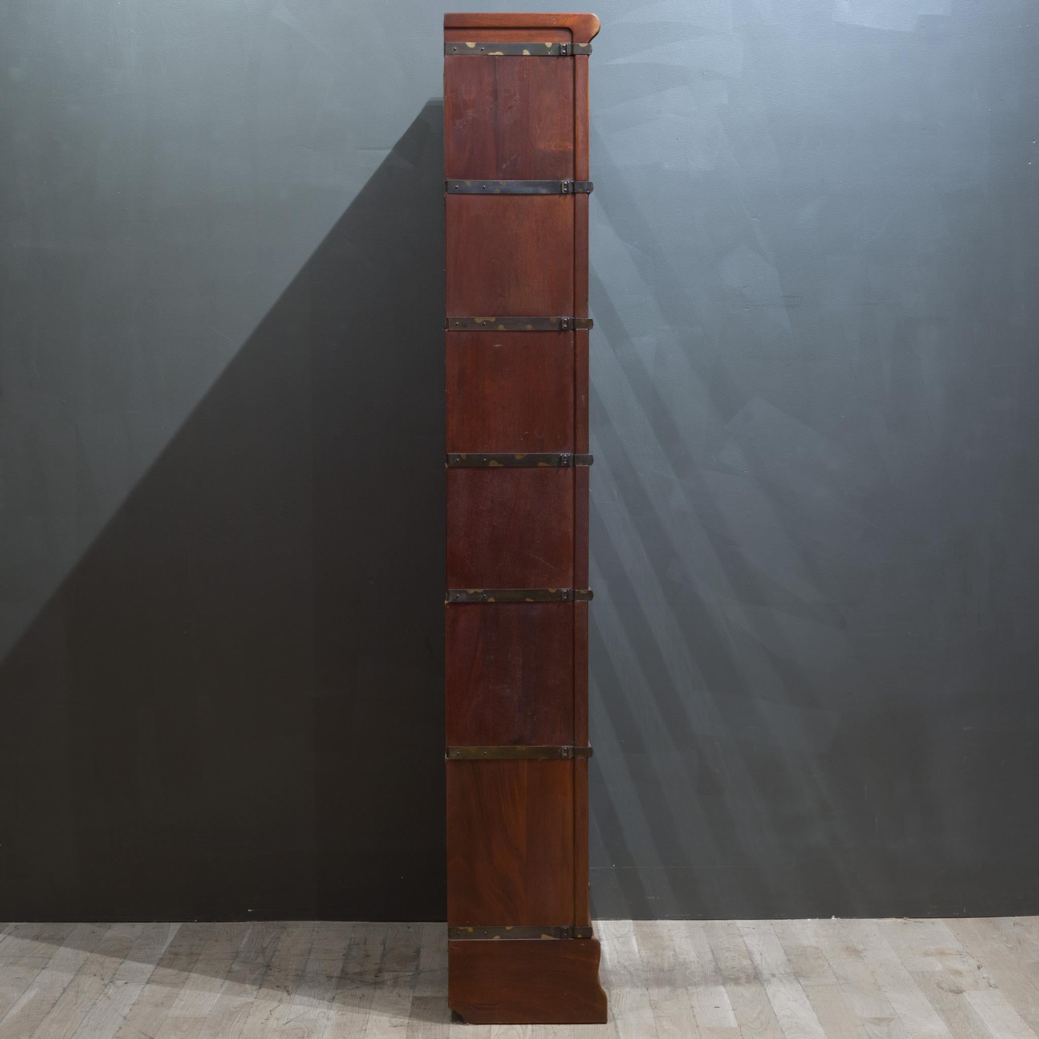 Brass Early 20th c. Globe-Wernicke Mahogany 6 Stack Lawyer's Bookcase c.1910