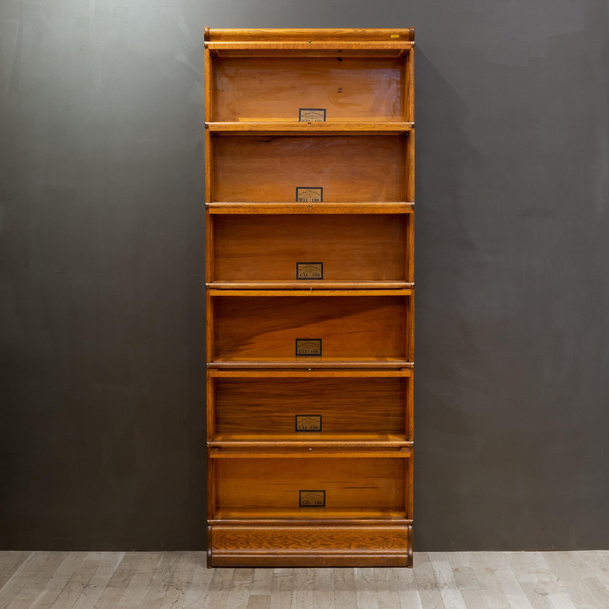 Late Victorian Early 20th C. Globe-Wernicke Quarter Sawn 6 Stack Lawyer's Bookcase, C.1910