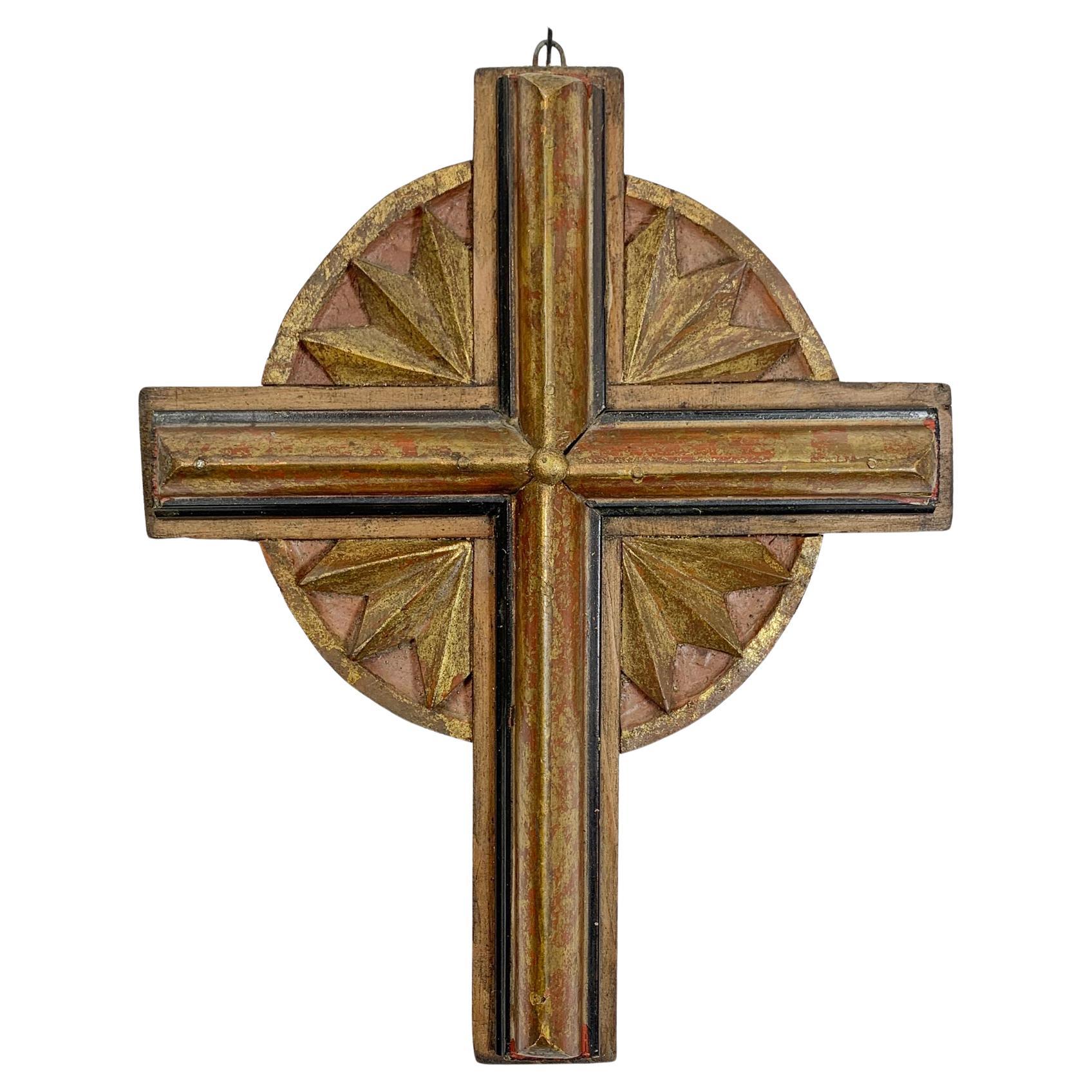 Early 20th C Gold Wooden Church Crosses, Set of 11 For Sale