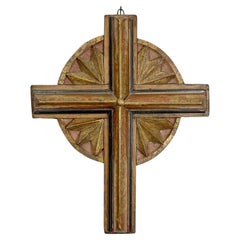 Early 20th C Gold Wooden Church Crosses, Set of 11