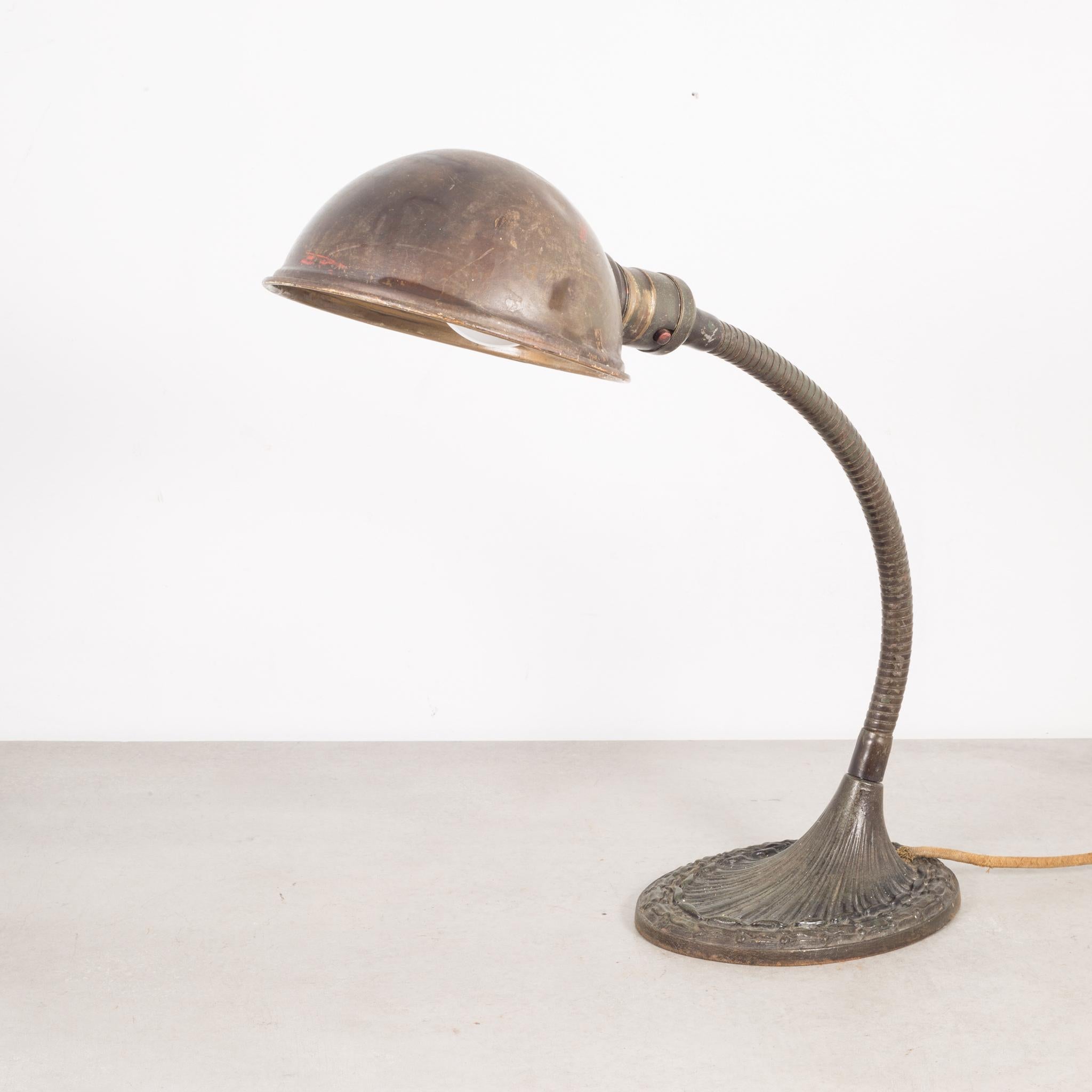 Industrial Early 20th Century Gooseneck Cast Iron Task Lamp, circa 1930