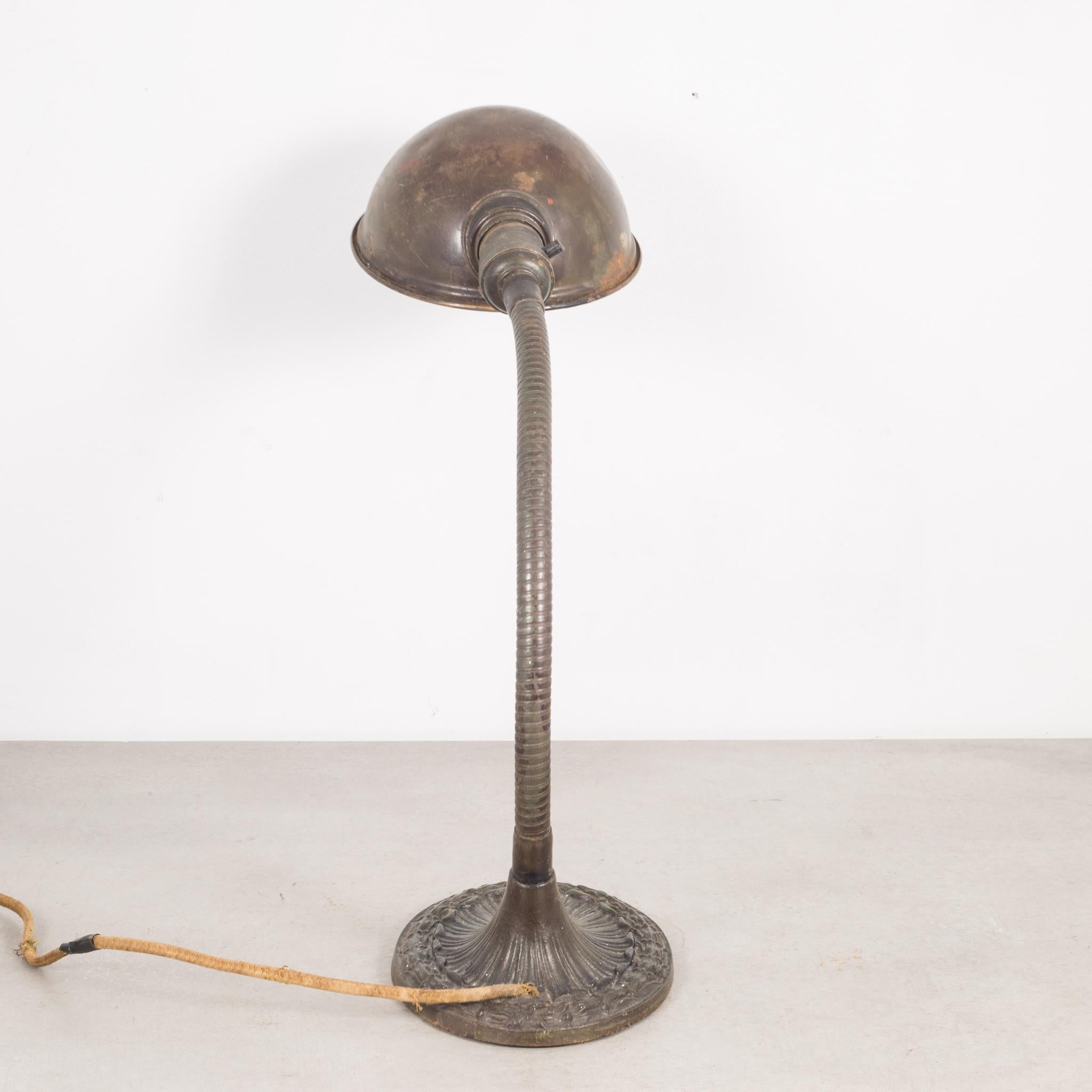 Early 20th Century Gooseneck Cast Iron Task Lamp, circa 1930 In Good Condition In San Francisco, CA