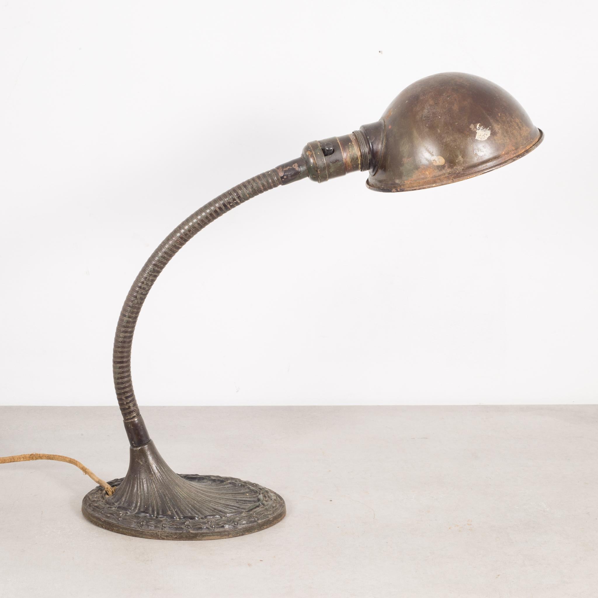 Steel Early 20th Century Gooseneck Cast Iron Task Lamp, circa 1930