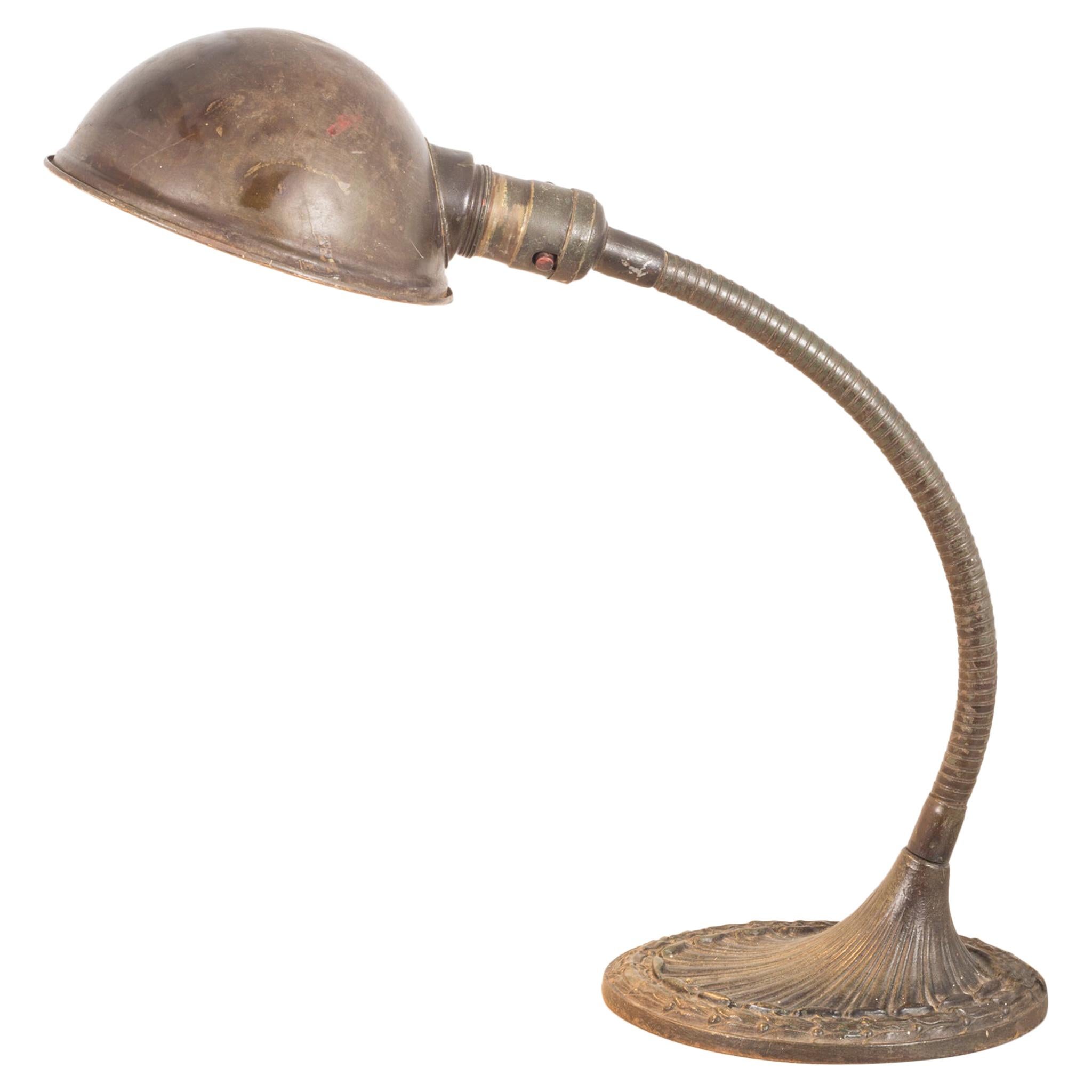 Early 20th Century Gooseneck Cast Iron Task Lamp, circa 1930